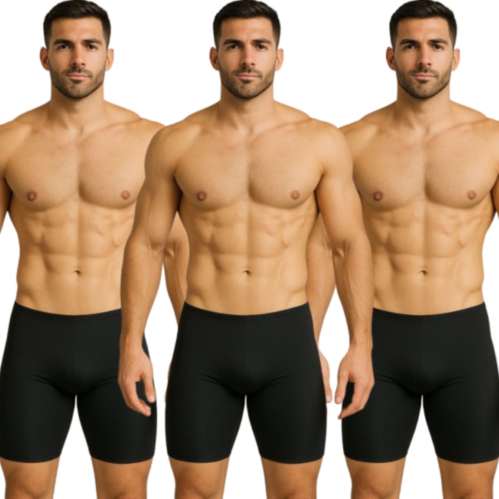 Kit 3 Bermuda Segunda Pele Masculina Reflexo Íntimo Anágua Ciclista Preta