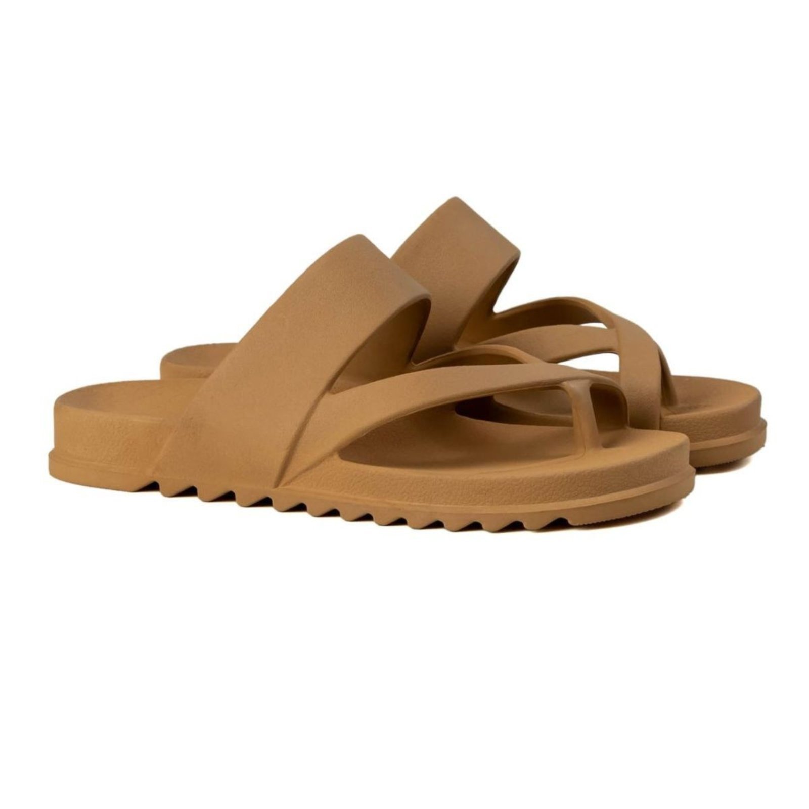 Chinelo Feminino Veritimo Papete Slide Rasteira Casual Flat Leve Anatômica Versátil Caramelo