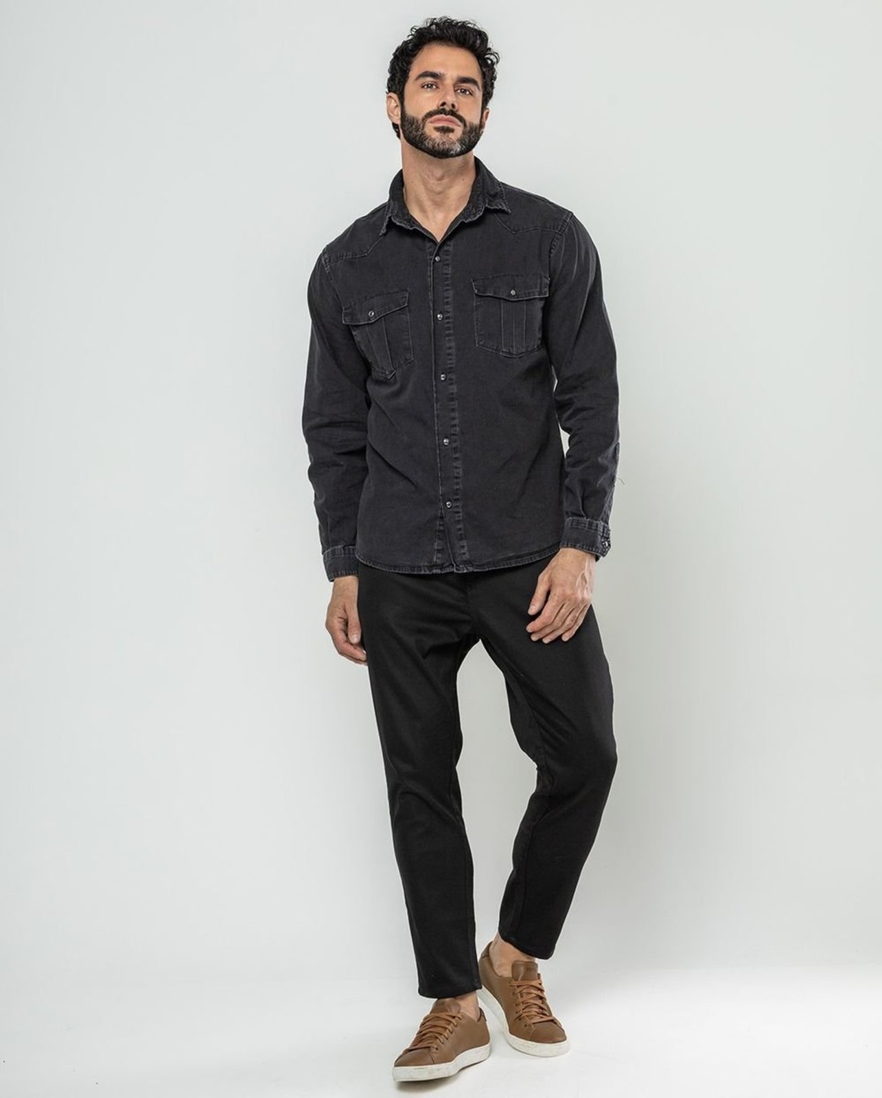 Calça Jeans Slim Fit Masculina Premium Cano Curto 24567 Preto Consciência
