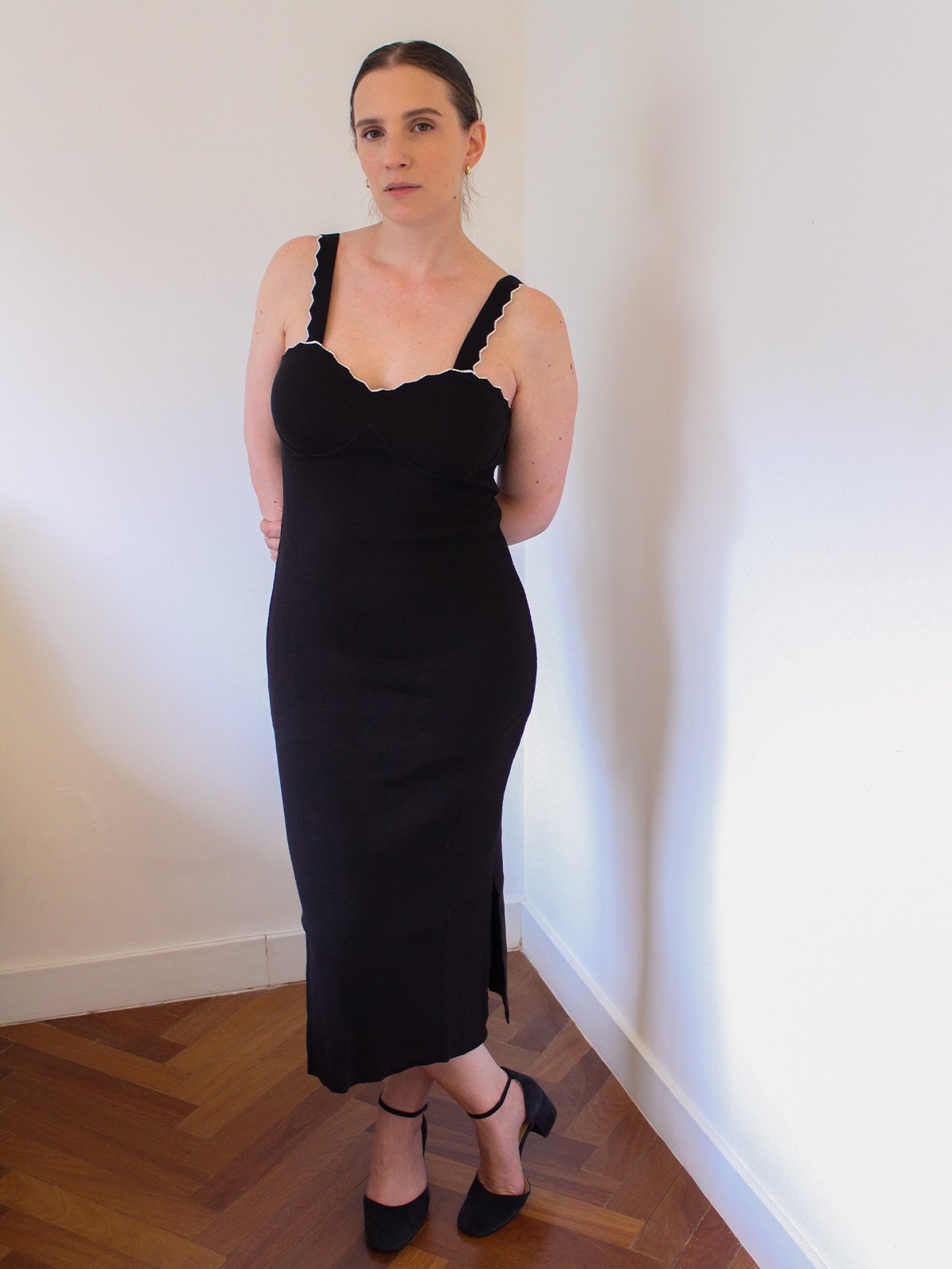 Vestido tricot French Stripes Betina Vinho Preto
