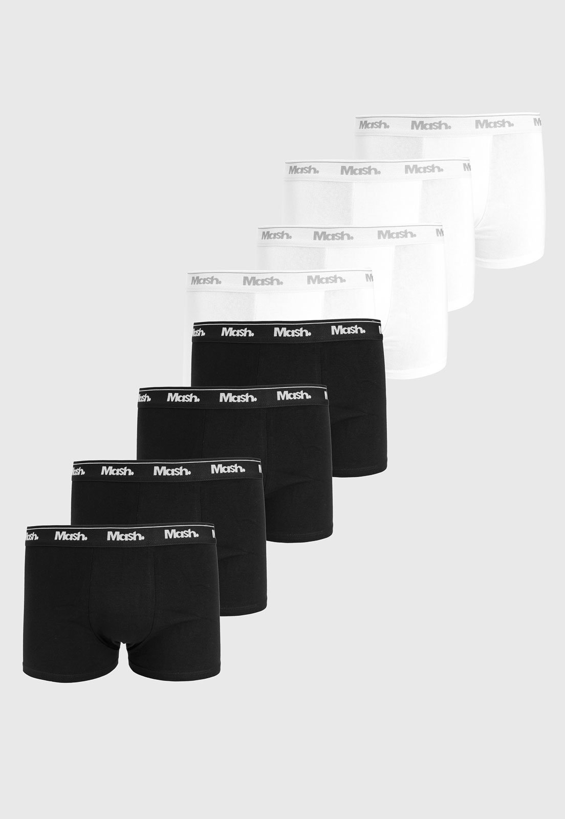 Kit 8pçs Cueca MASH Boxer Logo Branca e Preta