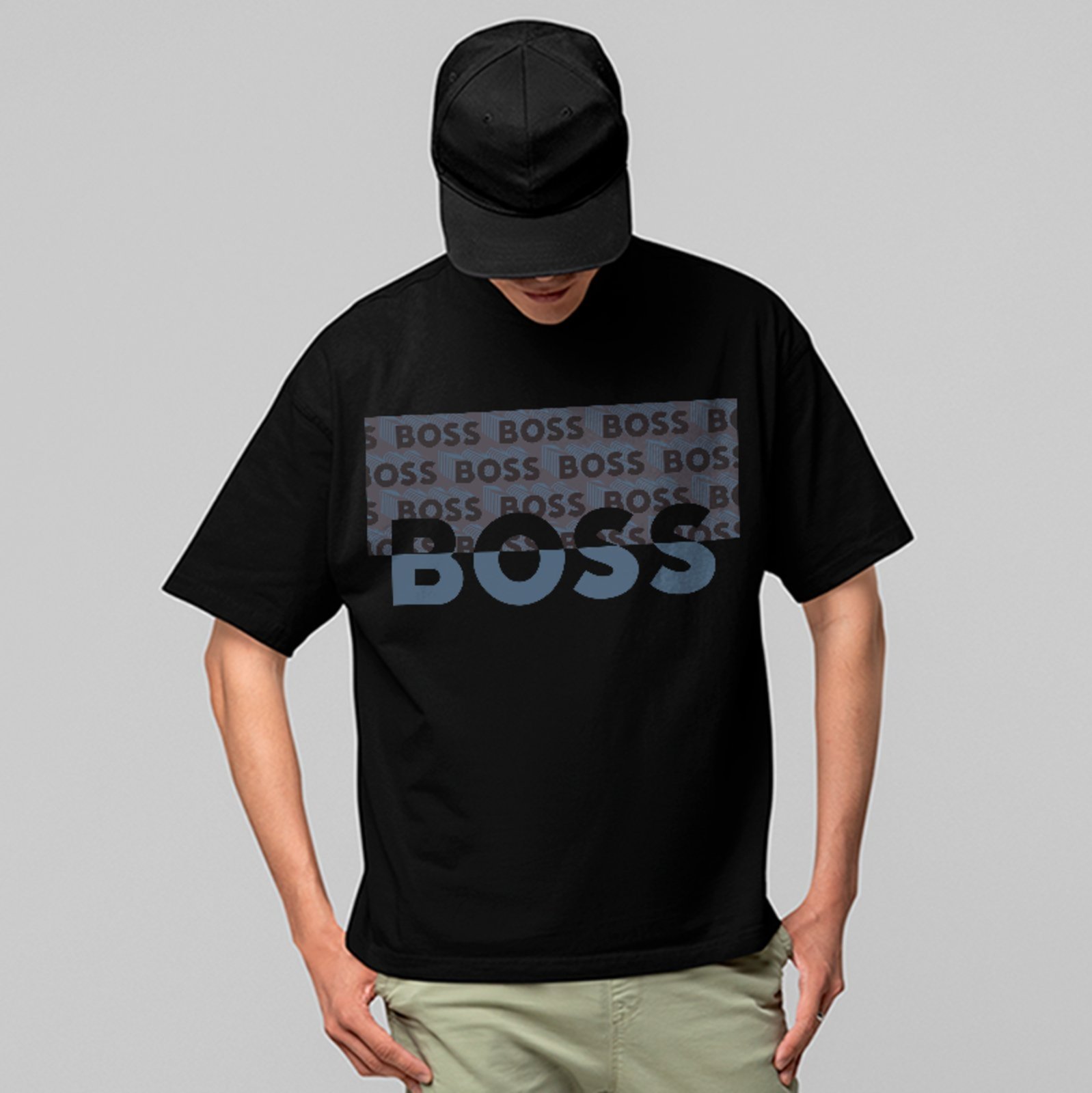 Camiseta Oversized Boss Estilo Hype Urbano Premium Preto