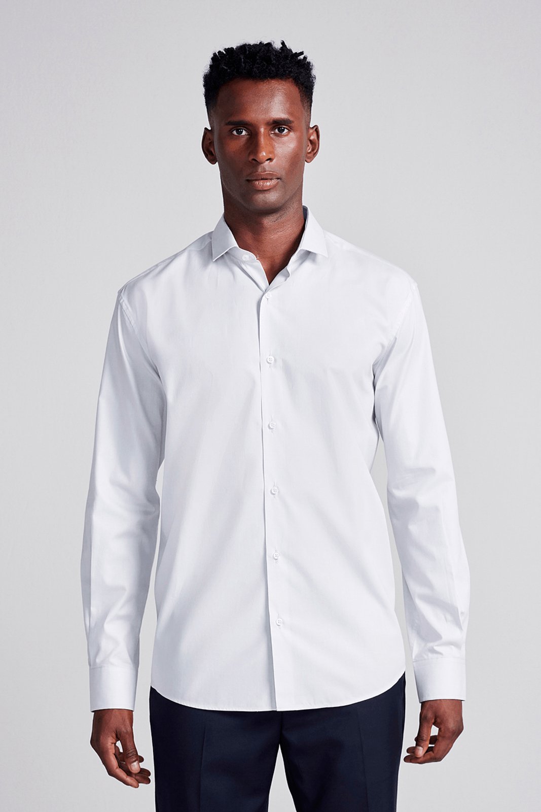 HIGHSTIL Camisa Social Lisa Algodão Pima Comfort - Branco Gelo