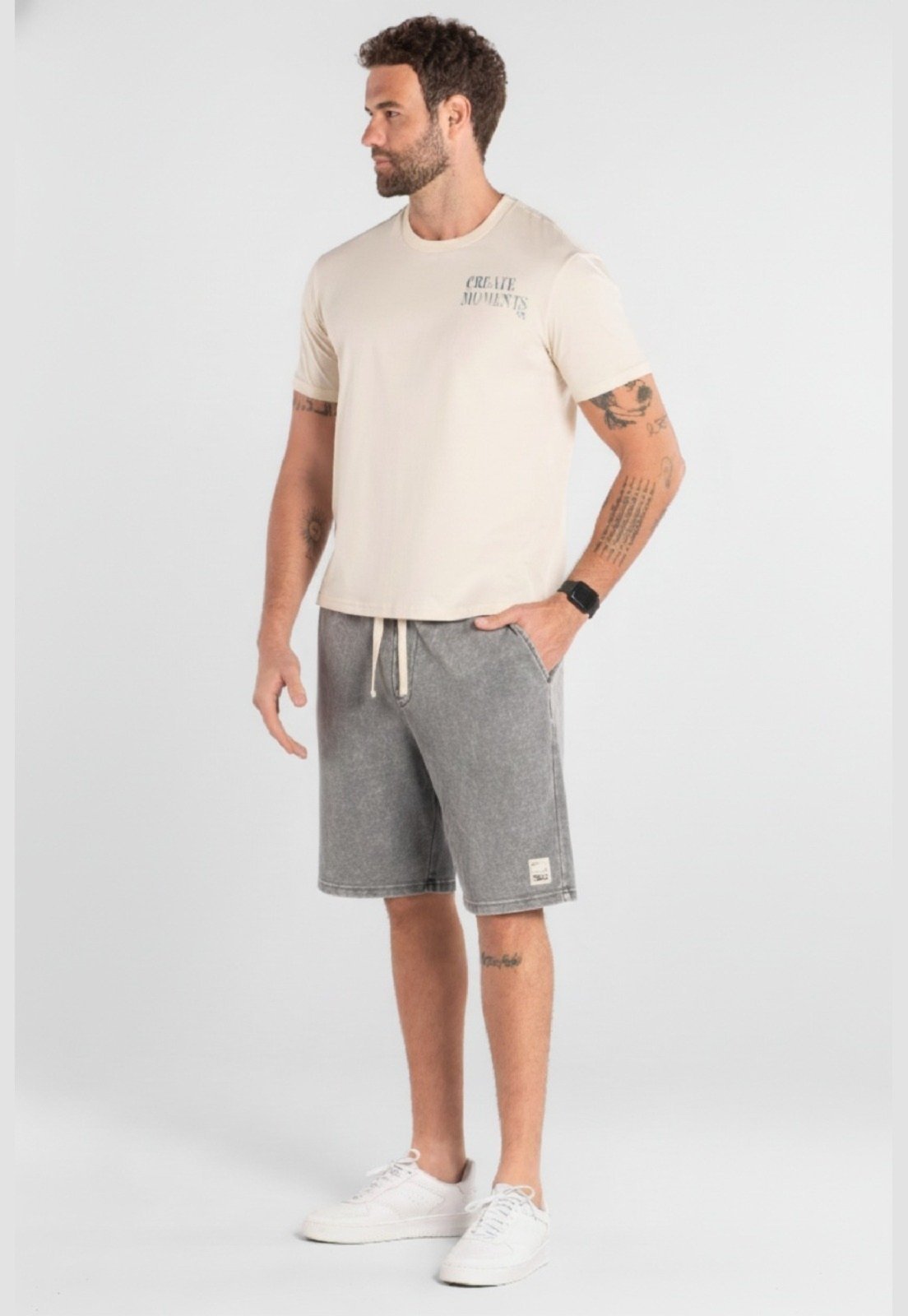 Bermuda Masculina Moletinho The Philippines Cinza
