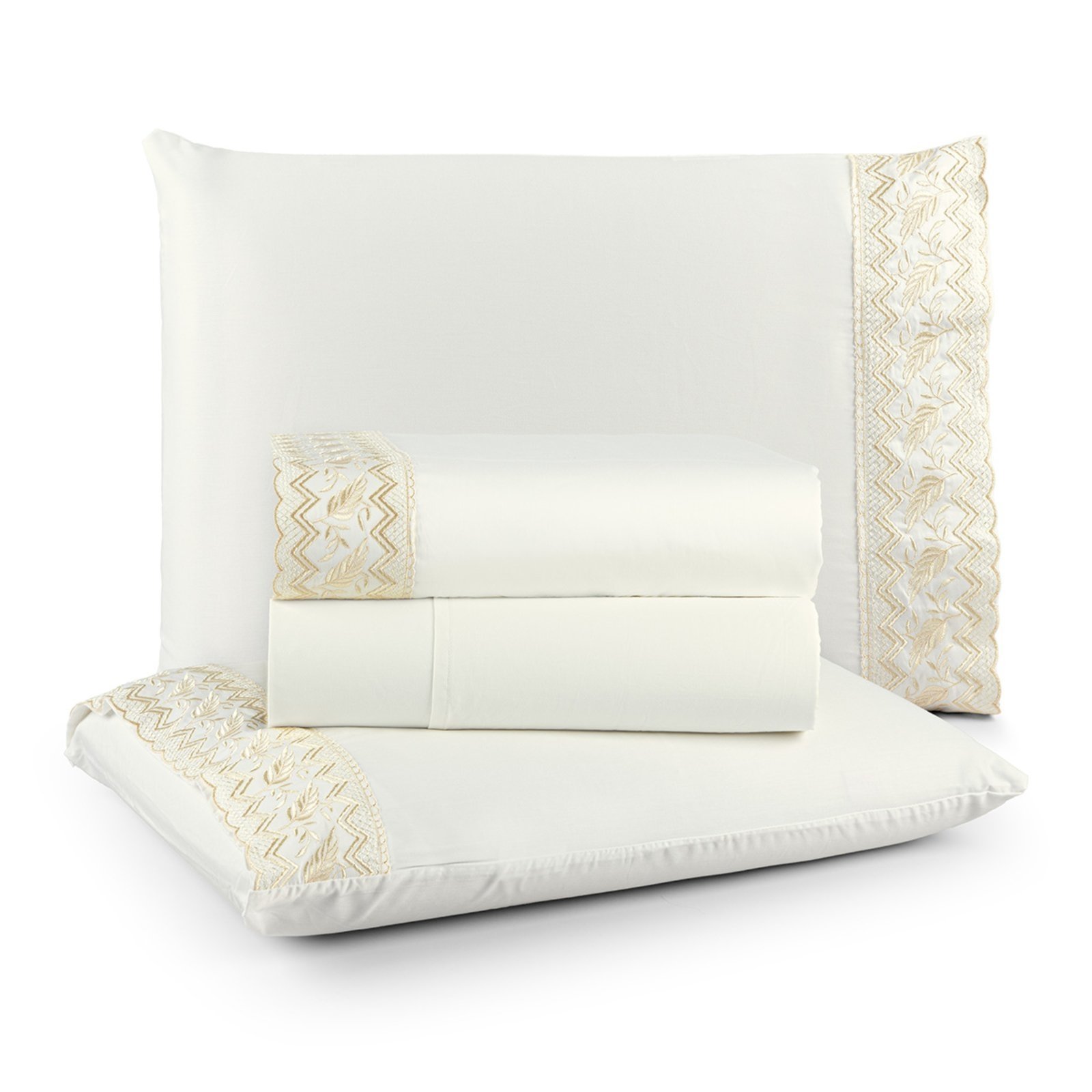 Jogo de Lençol King Casa Modelo Enxovais Supreme off-white Percal 400 Fios Acetinado 4 Peças