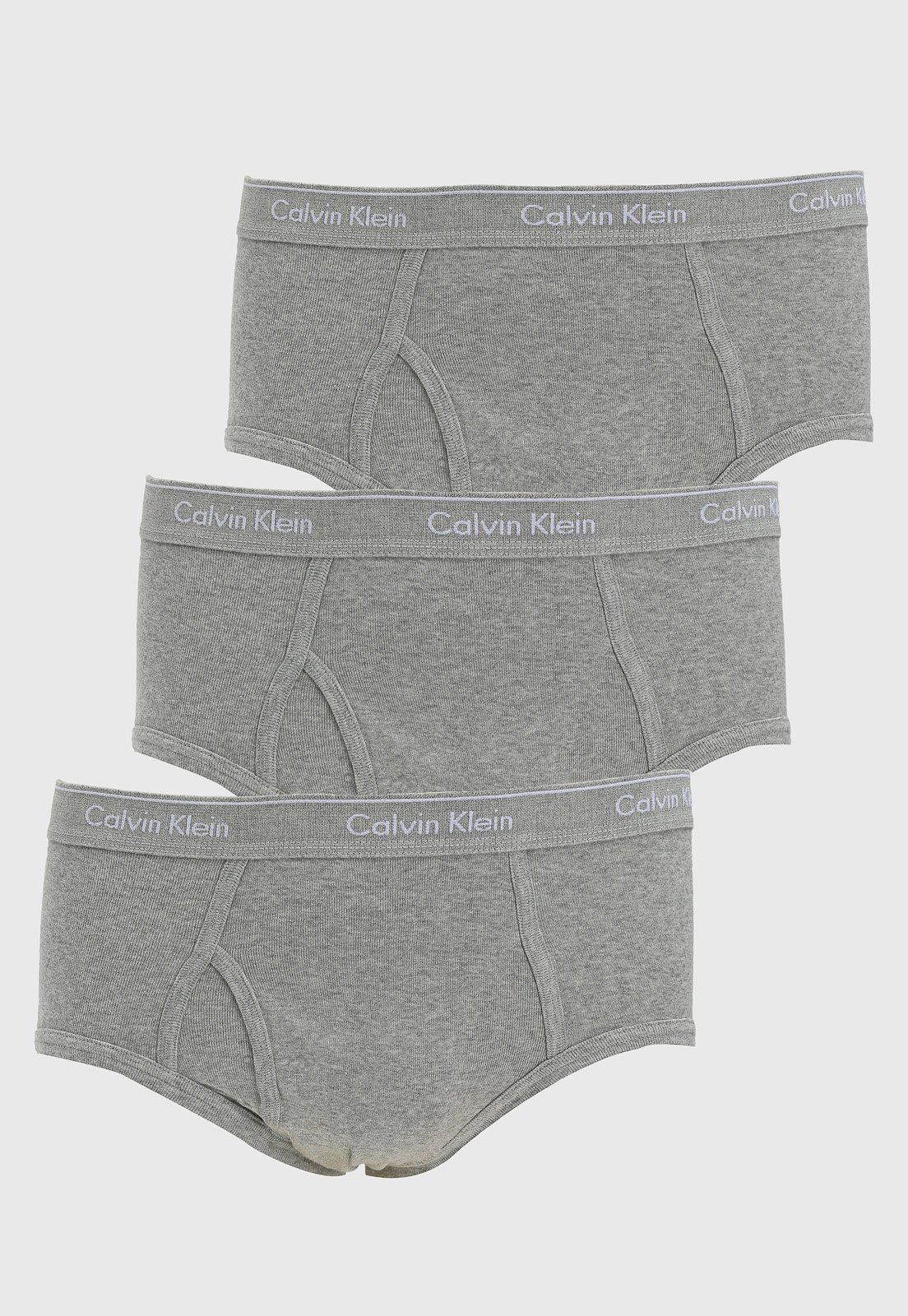 Kit 3pçs Cueca Calvin Klein Underwear Slip Logo Cinza