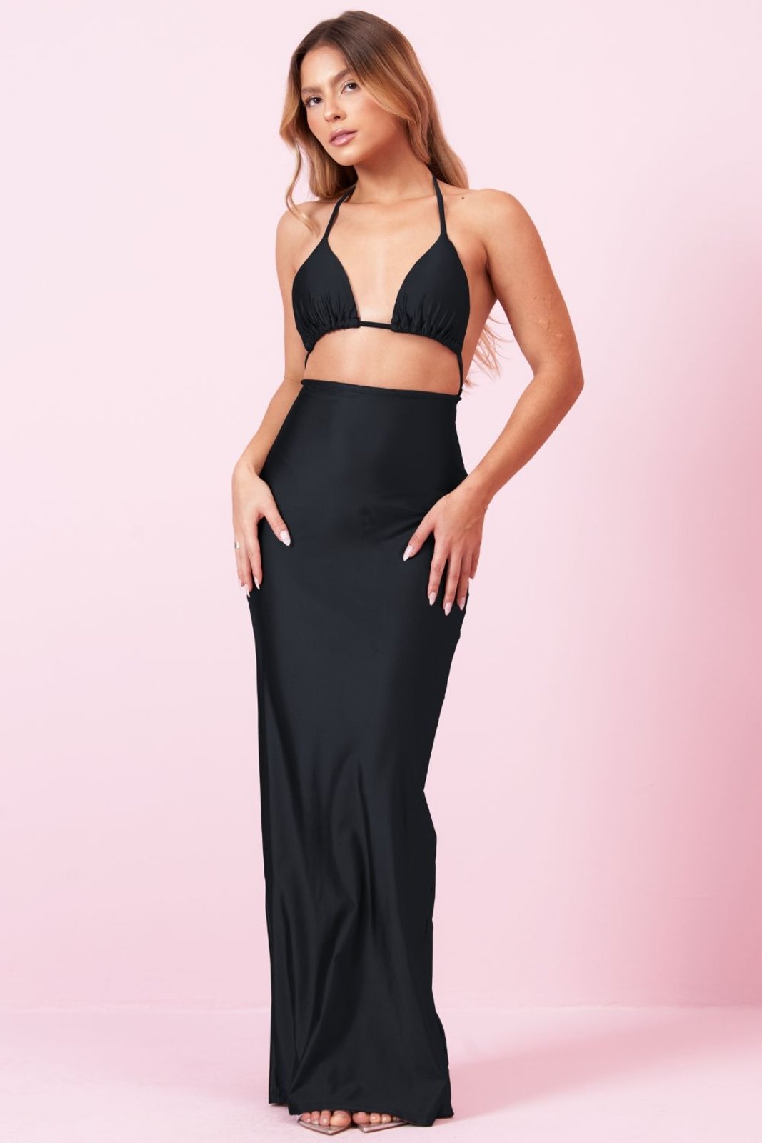 Vestido Longo Com Amarração Shiny Planet Girls Preto