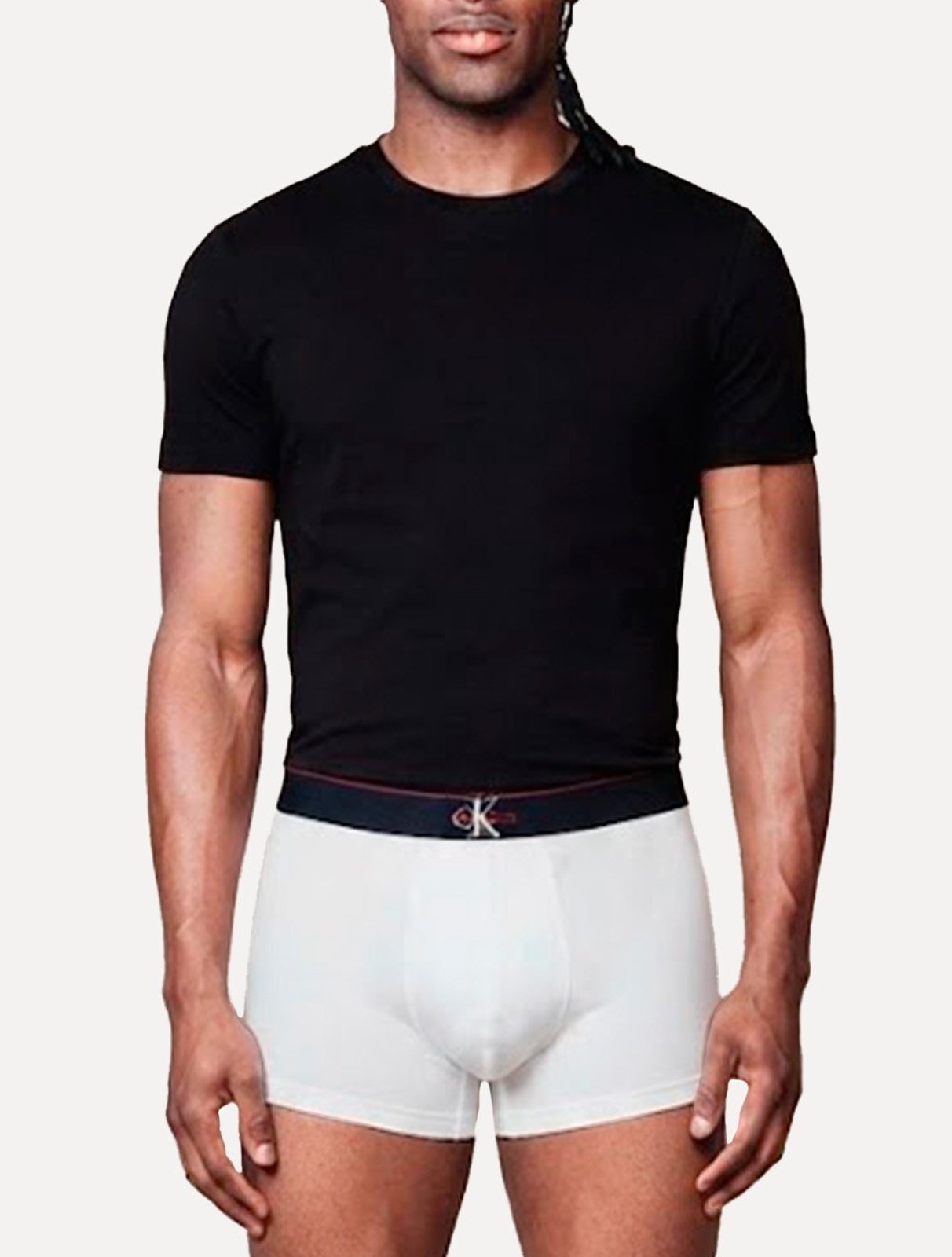 Cueca Calvin Klein Low Rise Trunk Cotton New Re Issue Red Logo Branca