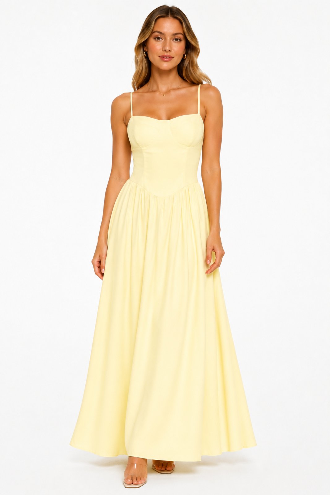 Vestido Longo D Bell Outlet Fashion Corset Fluido Amarelo