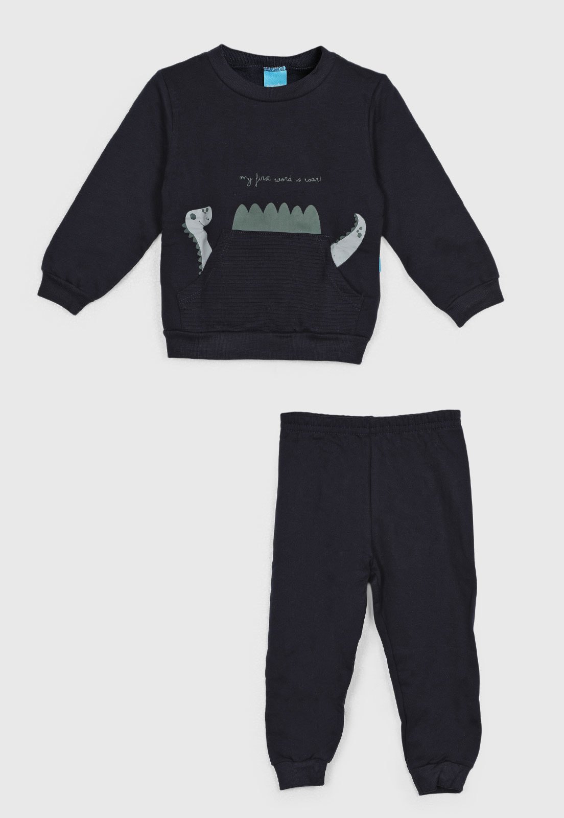 Conjunto Kamylus Estampa Dinossauro Azul Escuro
