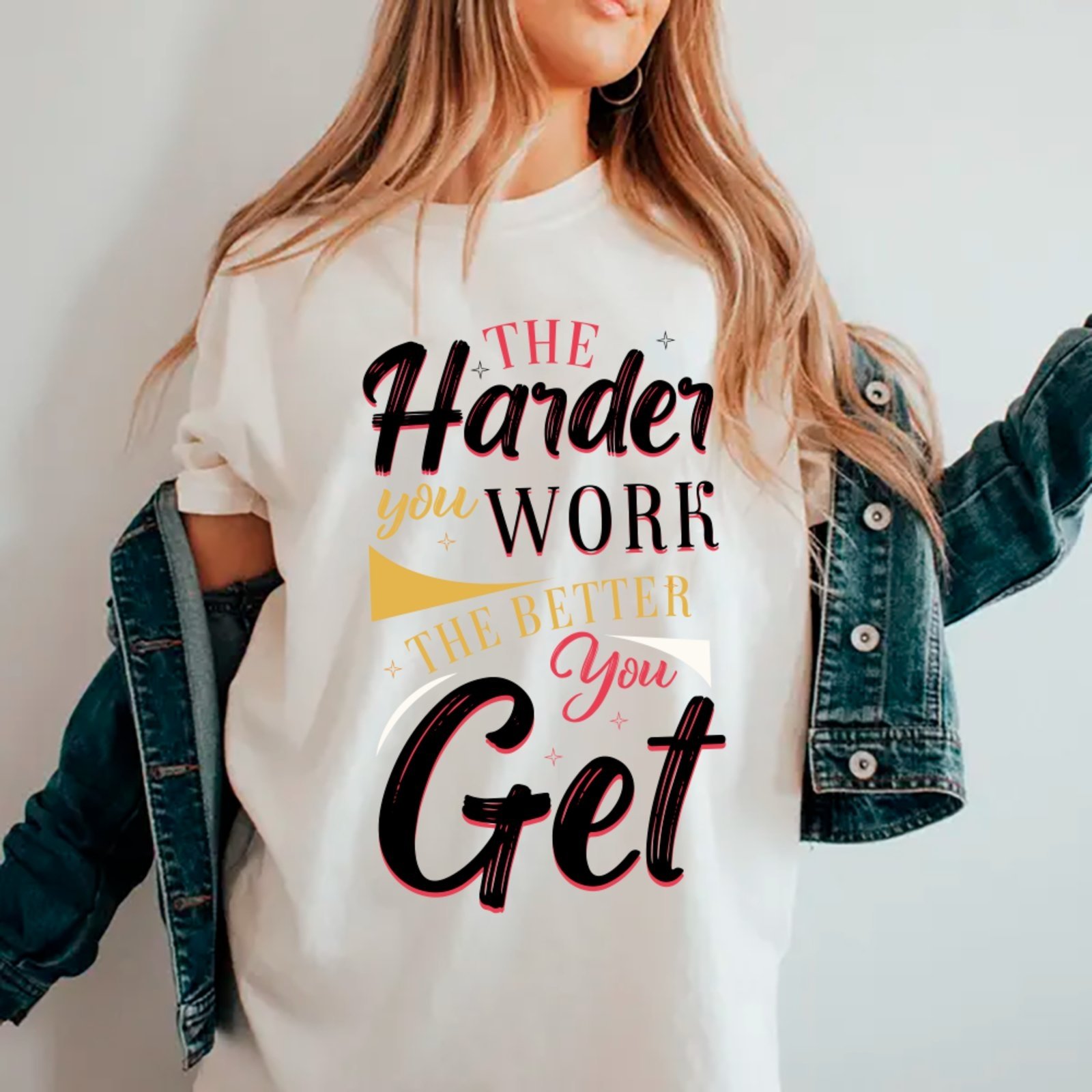 Camiseta Ousy Trabalho e Sucesso Oversized Feminina Branco