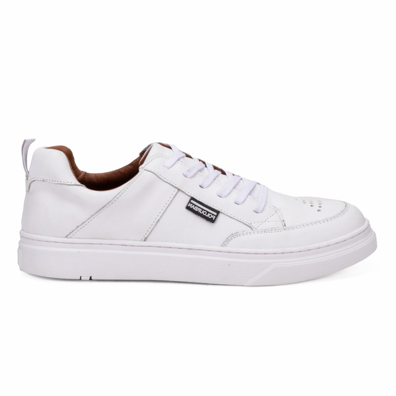 Tênis Masculino Couro Legítimo Miuzzi Social Formal Casual Com Cadarço Branco