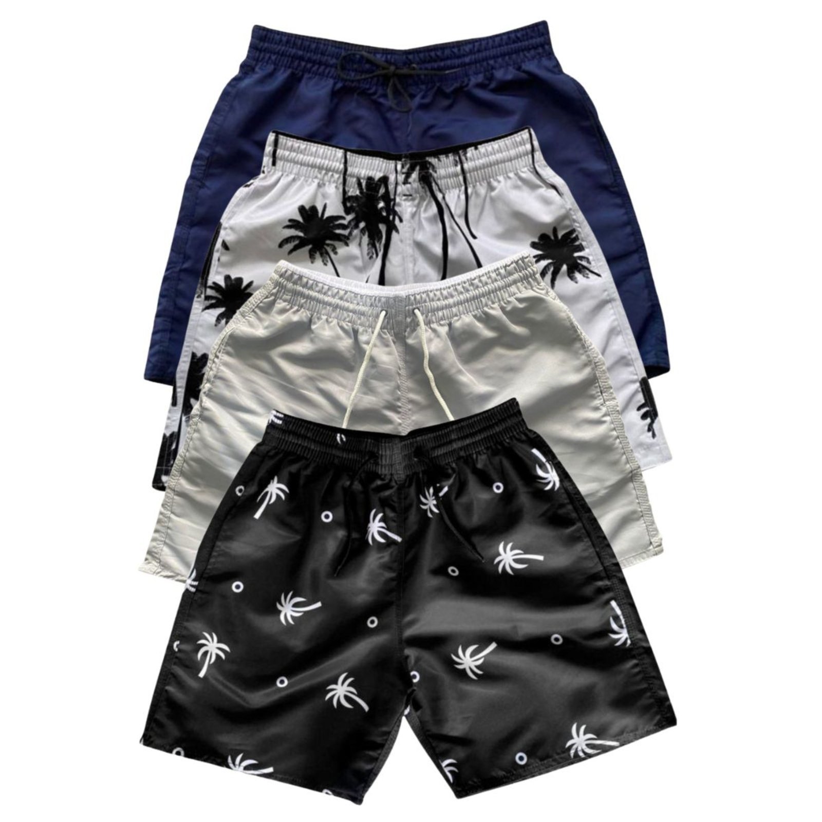 Kit 4 Bermudas Tactel Moda Praia Masculina Com Bolsos12