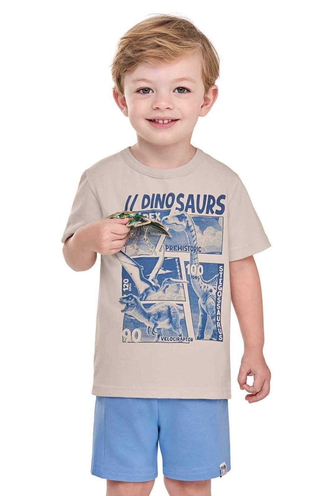 Infantil - Conjunto Menino Interativo Dino Elian Bege