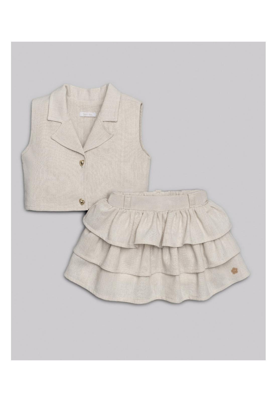 Infantil - Conjunto Menina Saia Off Anjos Baby 1 Bege