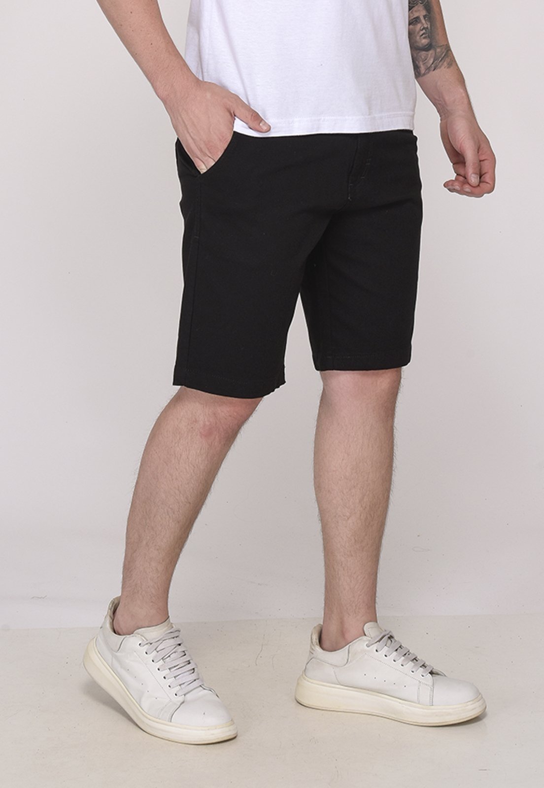 Bermuda Sarja Casual Masculina Conforto Elastano 7792 Preto