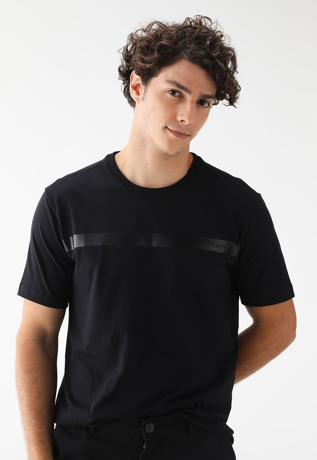 Camiseta Calvin Klein Reta Palito Gel Preta