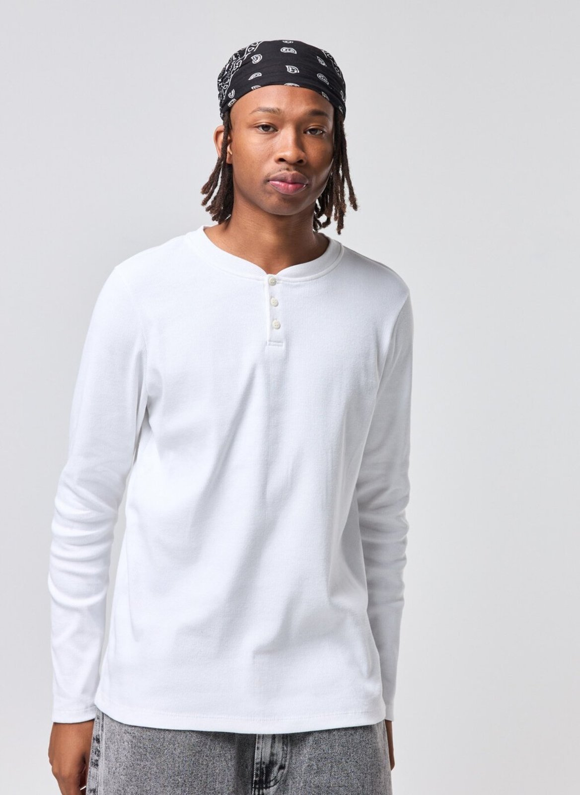 Camiseta Manga Longa Henley Slim Ribana