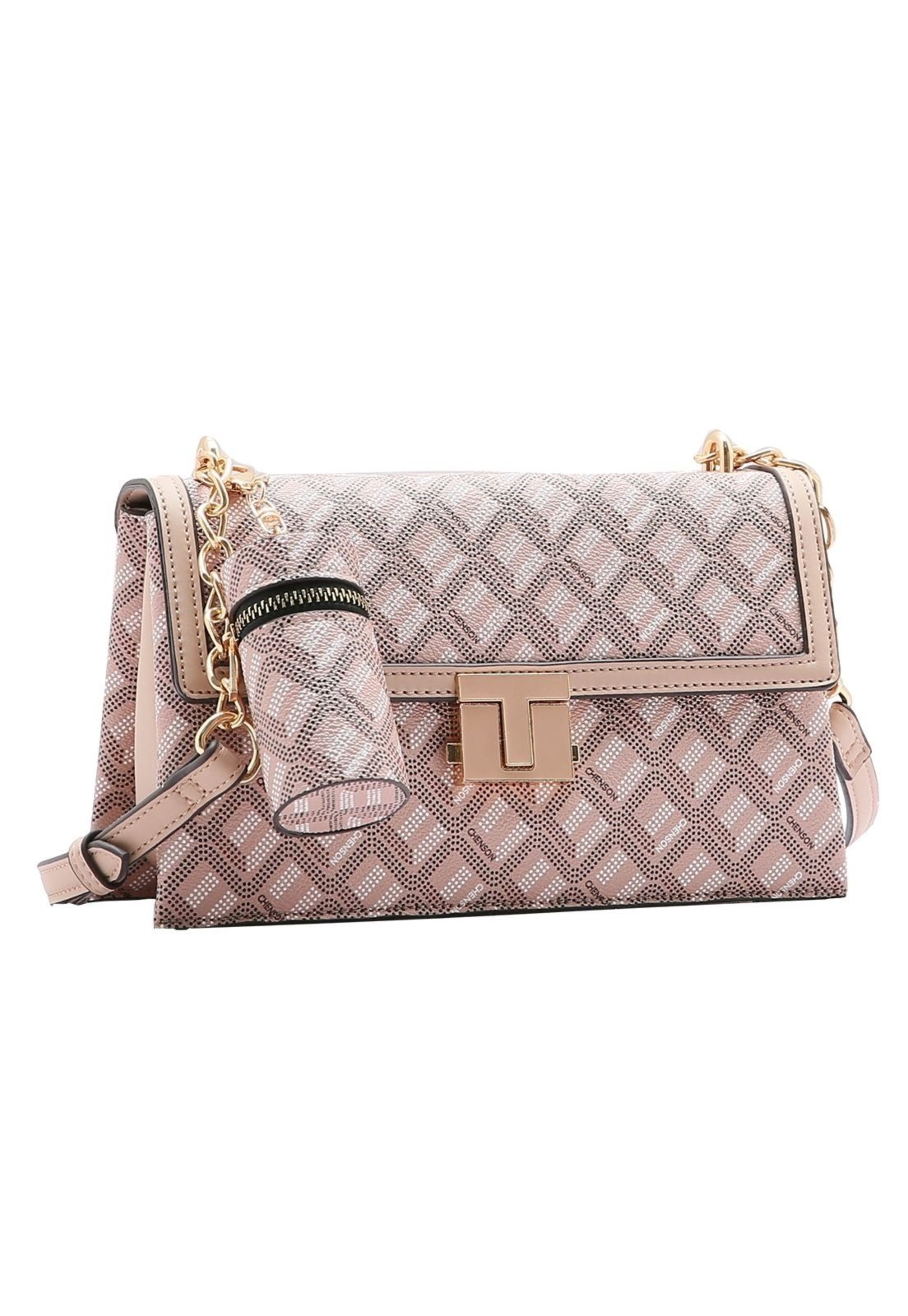 Bolsa Feminina Chenson Monograma Pontilhado Bege 3484737