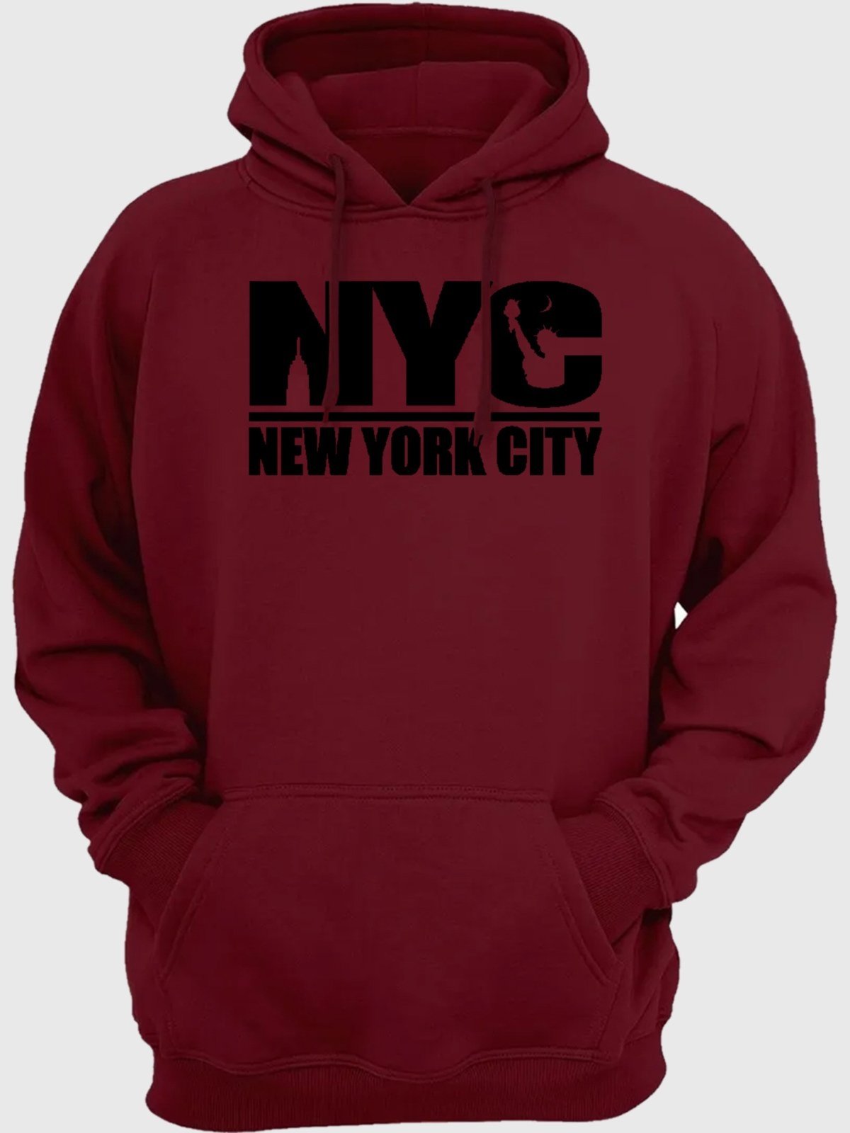 Moletom Flanelado Feminino Blusa de Frio Fechado Urbania Moleton Masculino Vinho Bordo Marsala estampa NYCity escrito Preto