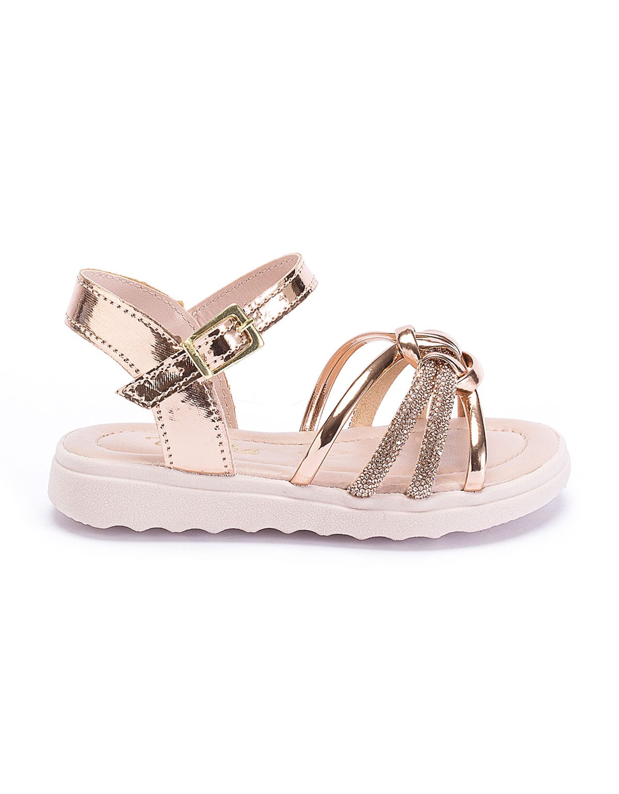 Infantil – Sandália Menina Tininha com Strass Festa Brilho Conforto Bronze