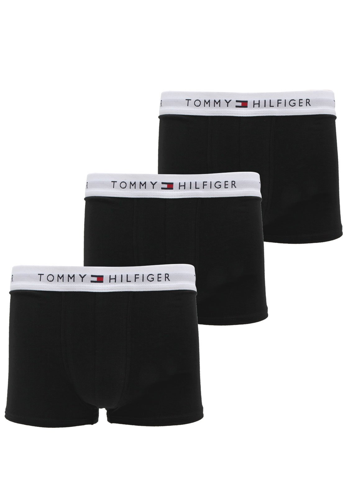 Kit 3pçs Cueca Tommy Hilfiger Boxer Lettering Preto