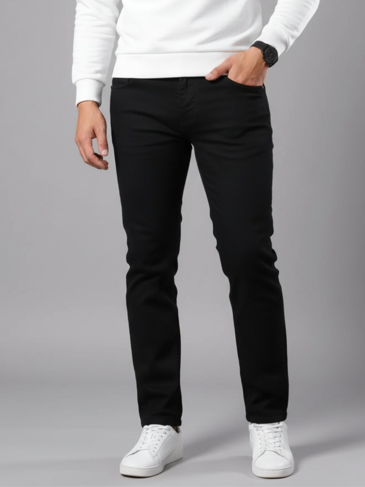 Calça Sarja Masculina Alpha Street Wear Confortável para o Dia a Dia Preta