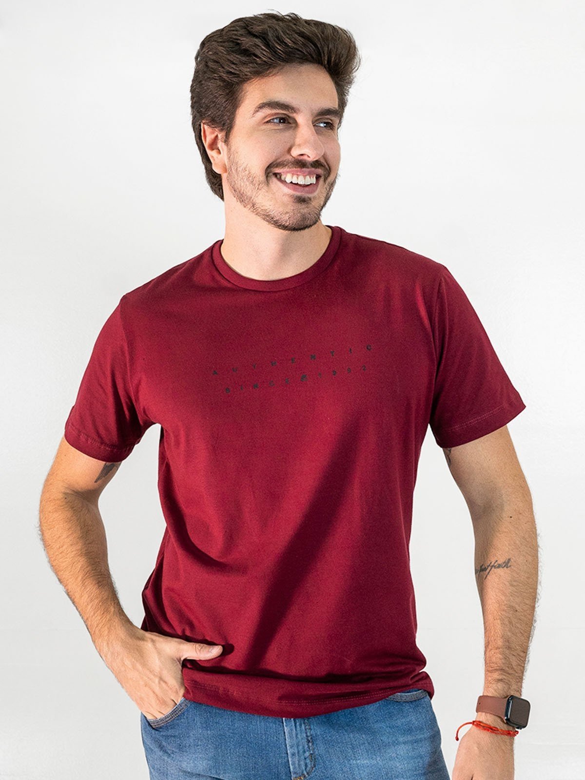 Camiseta Masculina Algodão Preta Vinho Authentic Anticorpus