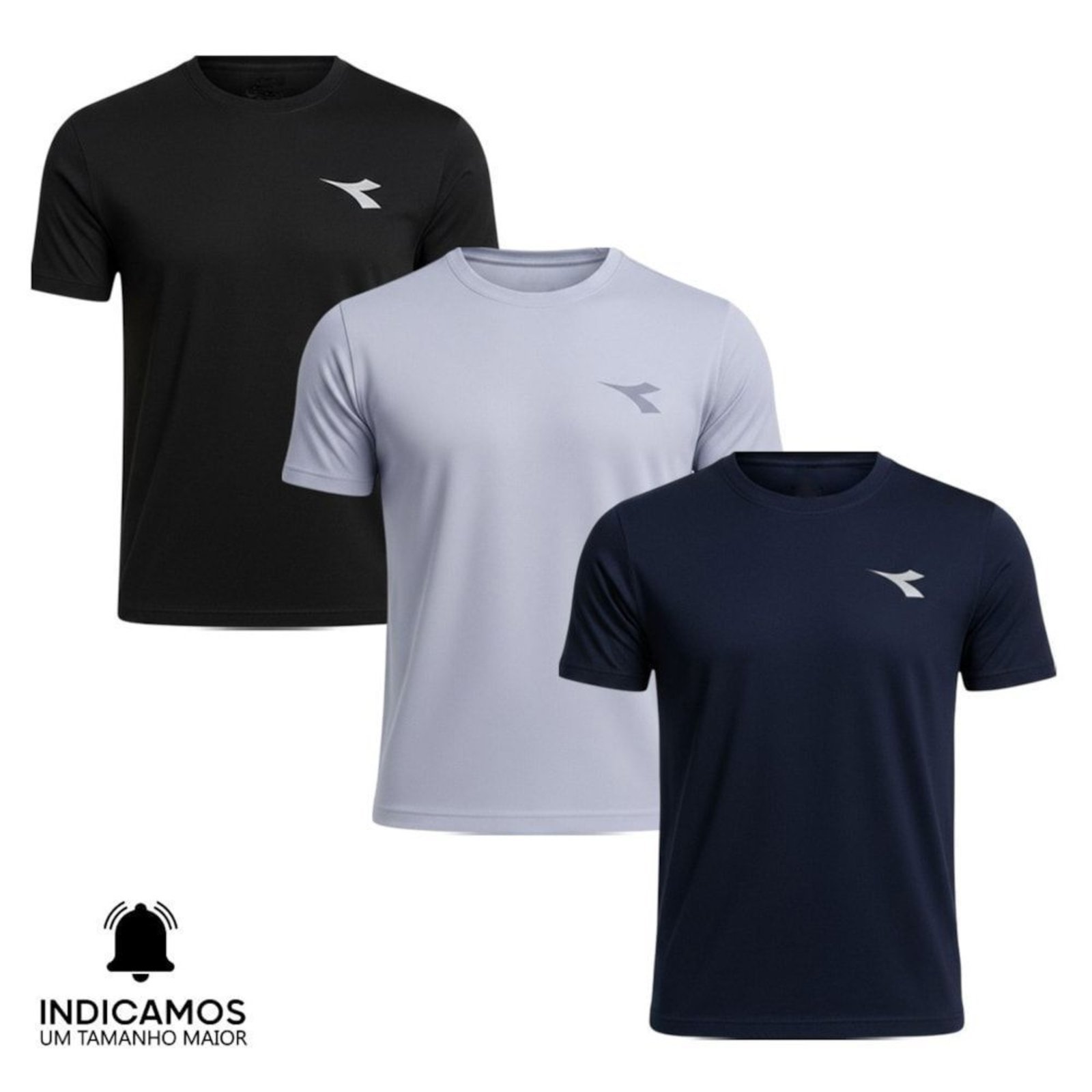 Kit 3 Camisetas Diadora Small Logo Masculina - Preto - diadora