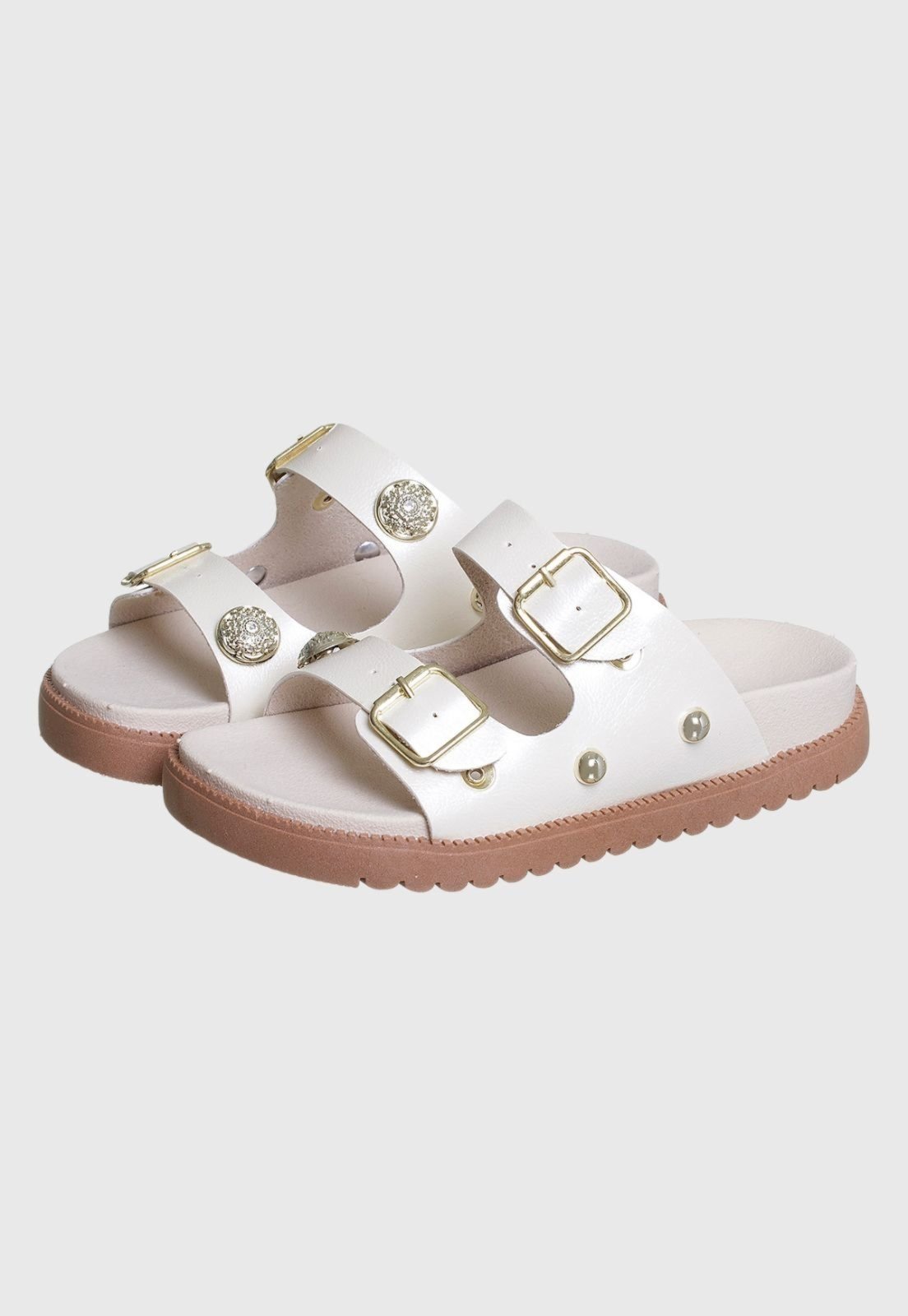 Infantil – Chinelo Papete 28 ao 39 Feminino Off White com Fivela tep