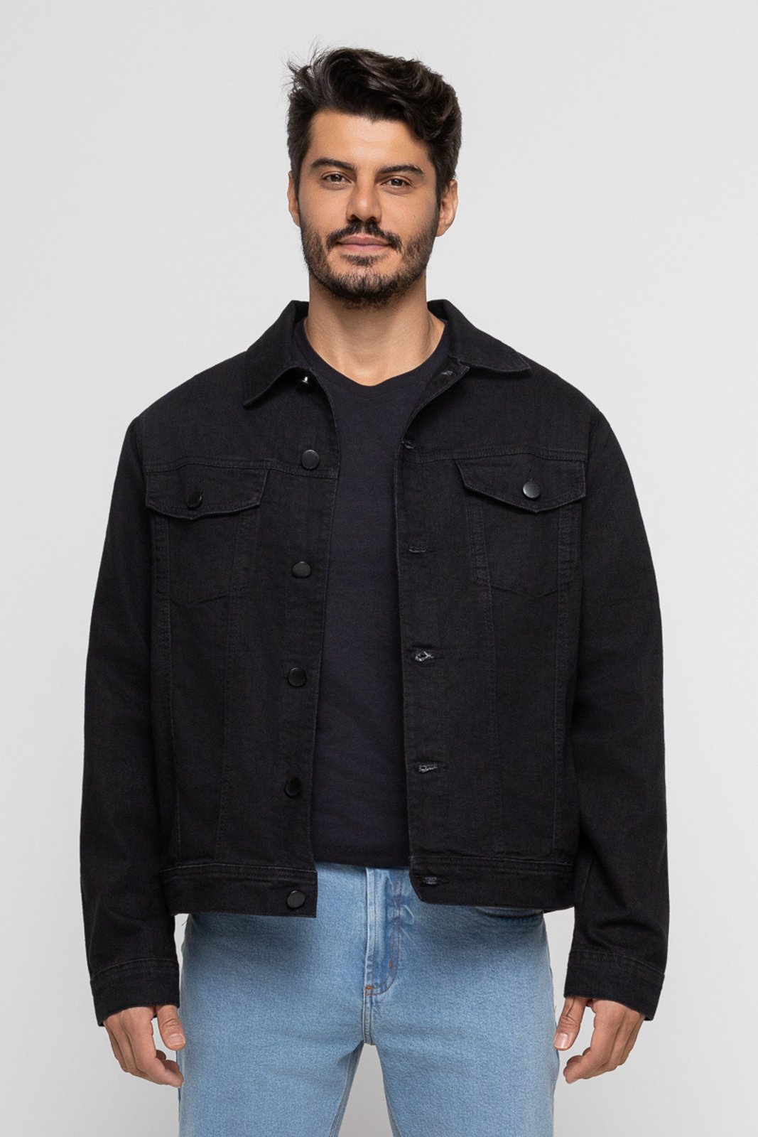 Jaqueta Masc Trucker Basic Black Doct Black