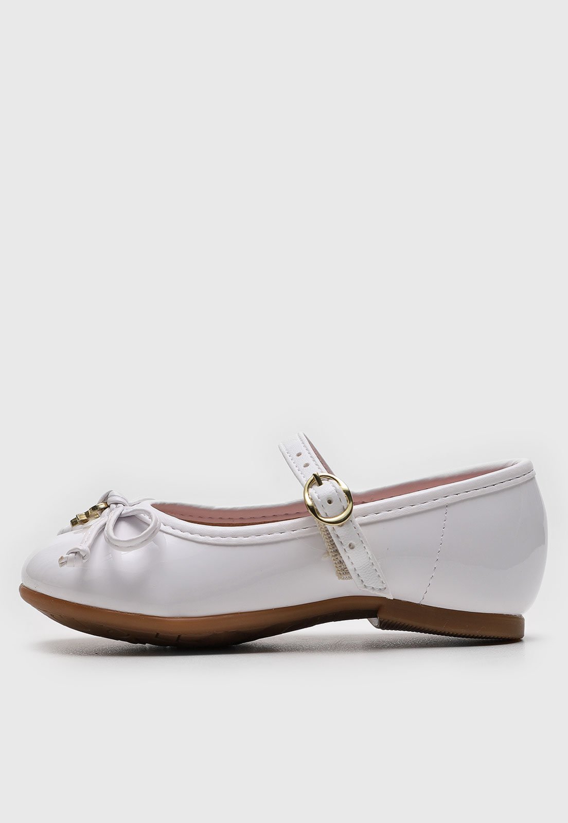 Vista 3 Infantil - Sapatilha Molekinha Laço Verniz Branca branco MOLEKINHA branco