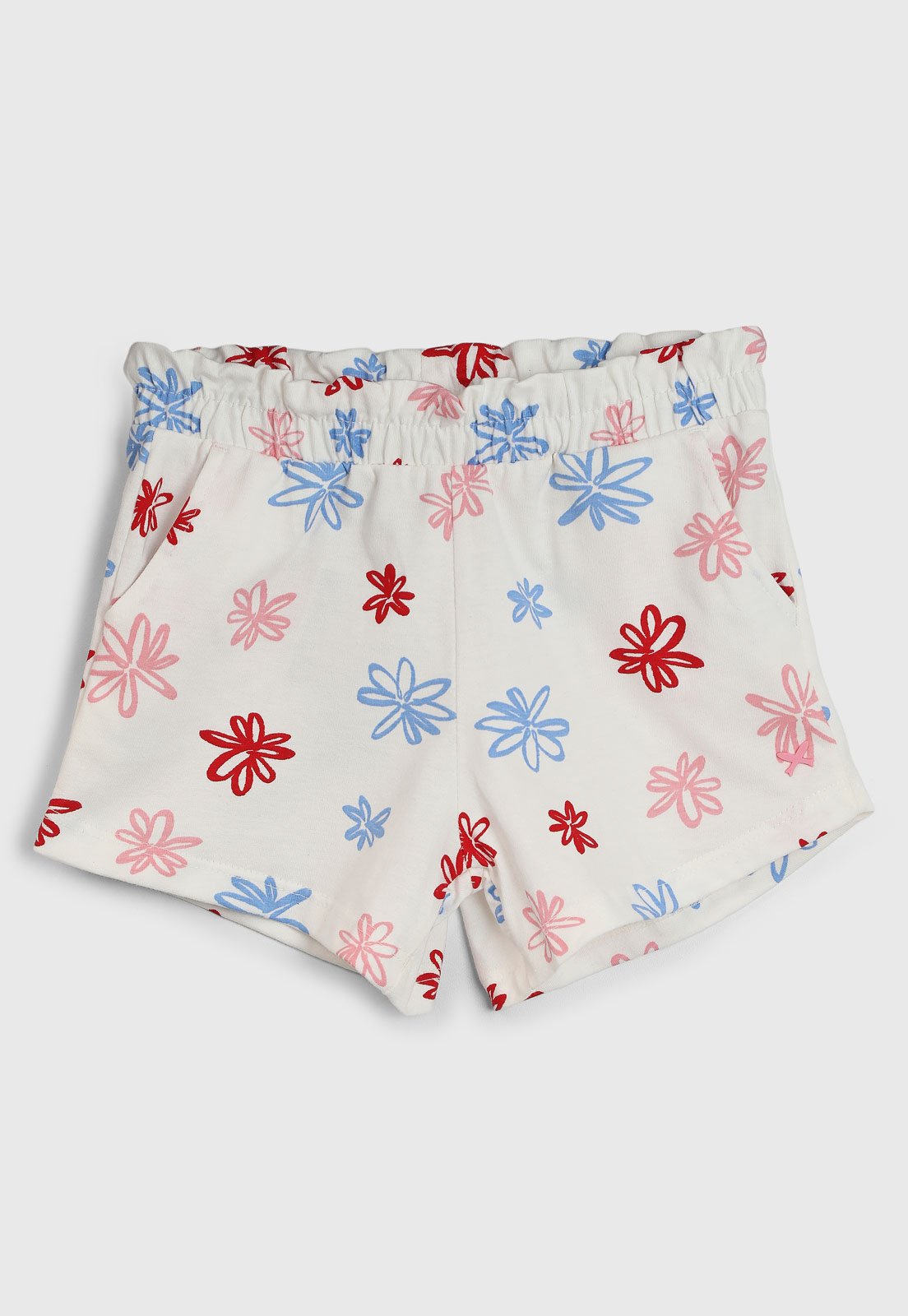 Infantil - Shorts Hering Estampado Floral Branco