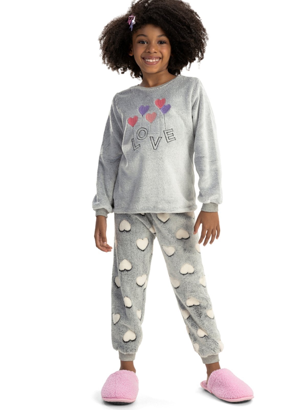 Pijama em Fleece Feminino - Love Corações