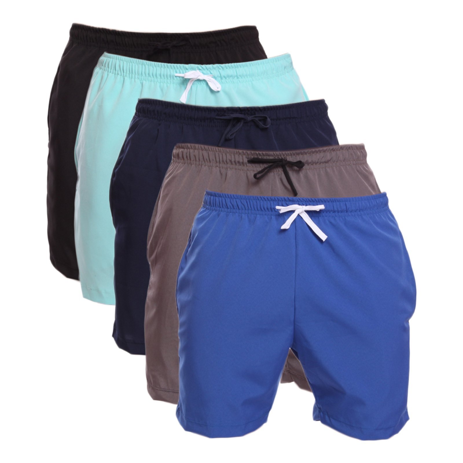 Kit 5 Shorts Tactel Masculino Adulto Estilo Mauricinho Praia Piscina Preto/Marinho