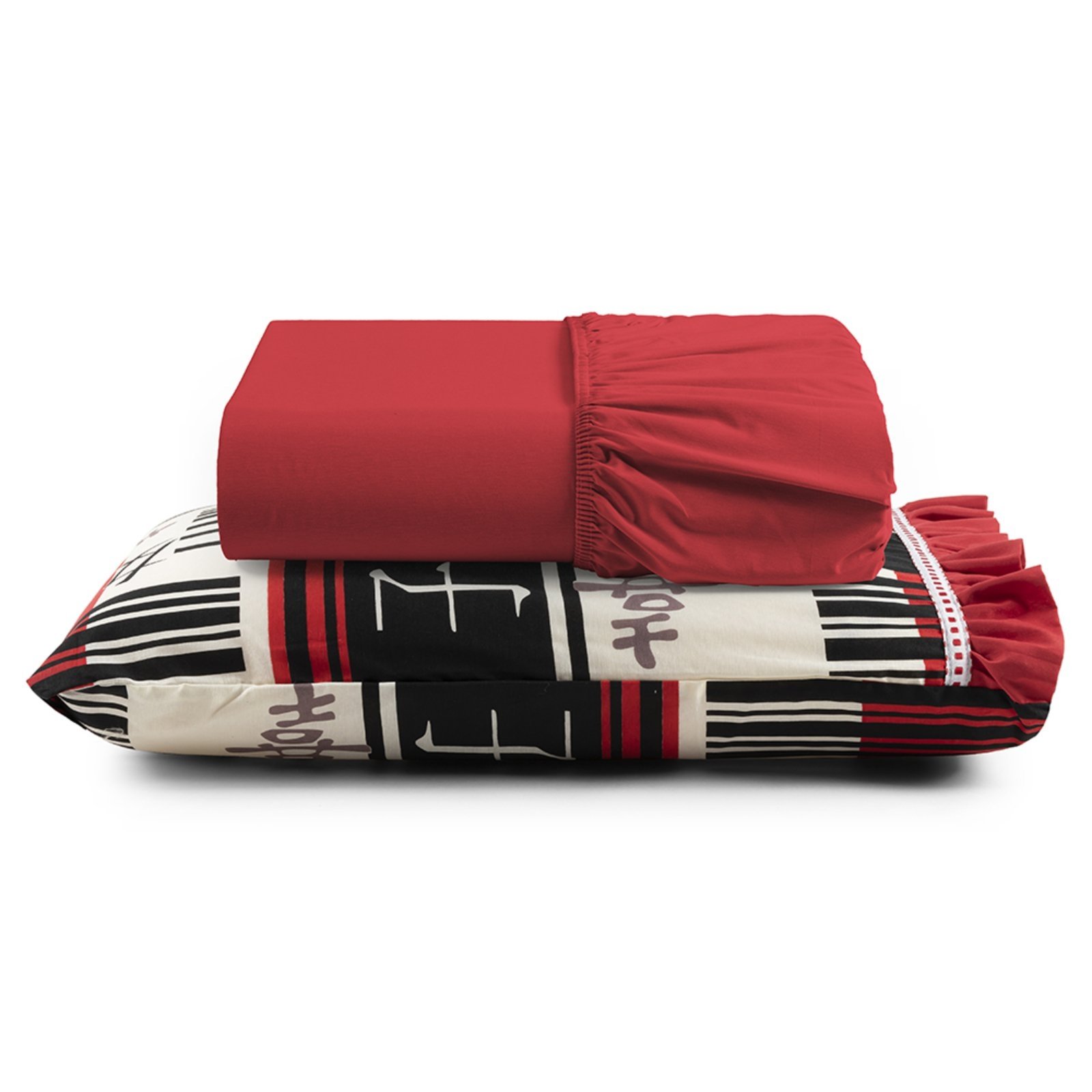 Jogo de Cama Lençol Solteiro Minuano 100% Algodão 2 Peças - Vermelho