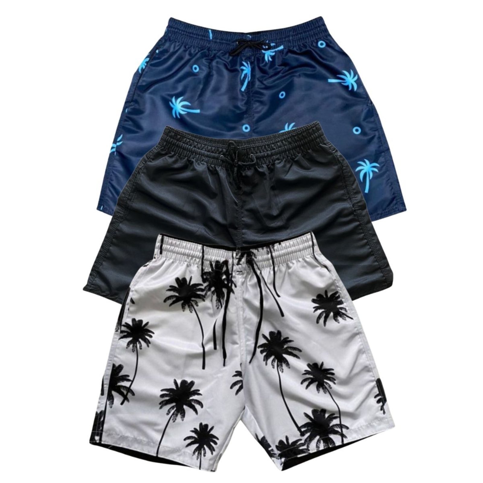Kit 3 Bermudas Tactel Moda Praia Masculina Com Bolsos17