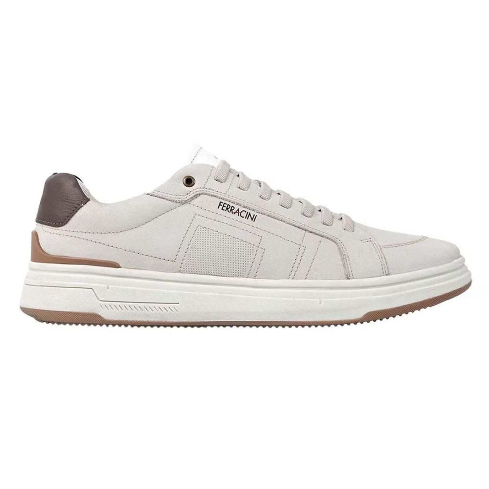 Tenis Sapatênis Ferracini Cervo Sneaker em Couro Cinza Claro Cinza
