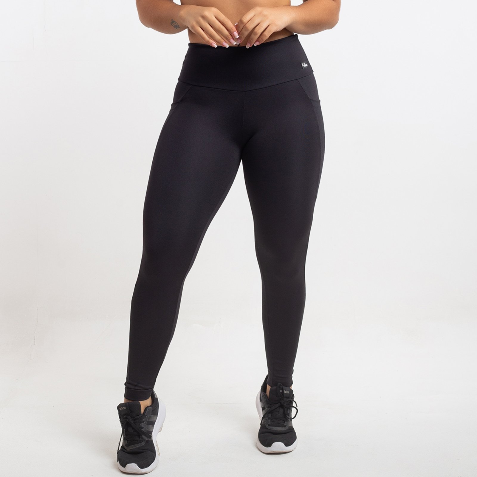 Calça Legging Cós Duplo Não Fica Transparente com Bolso Viére Preto