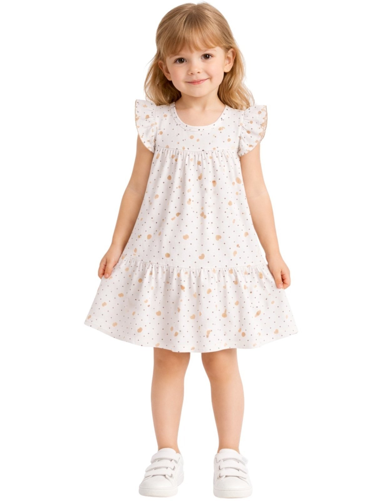 Vista 2 Infantil - Vestido Kyly Corações Off White Brandili bege/branco white Brandili bege/branco white