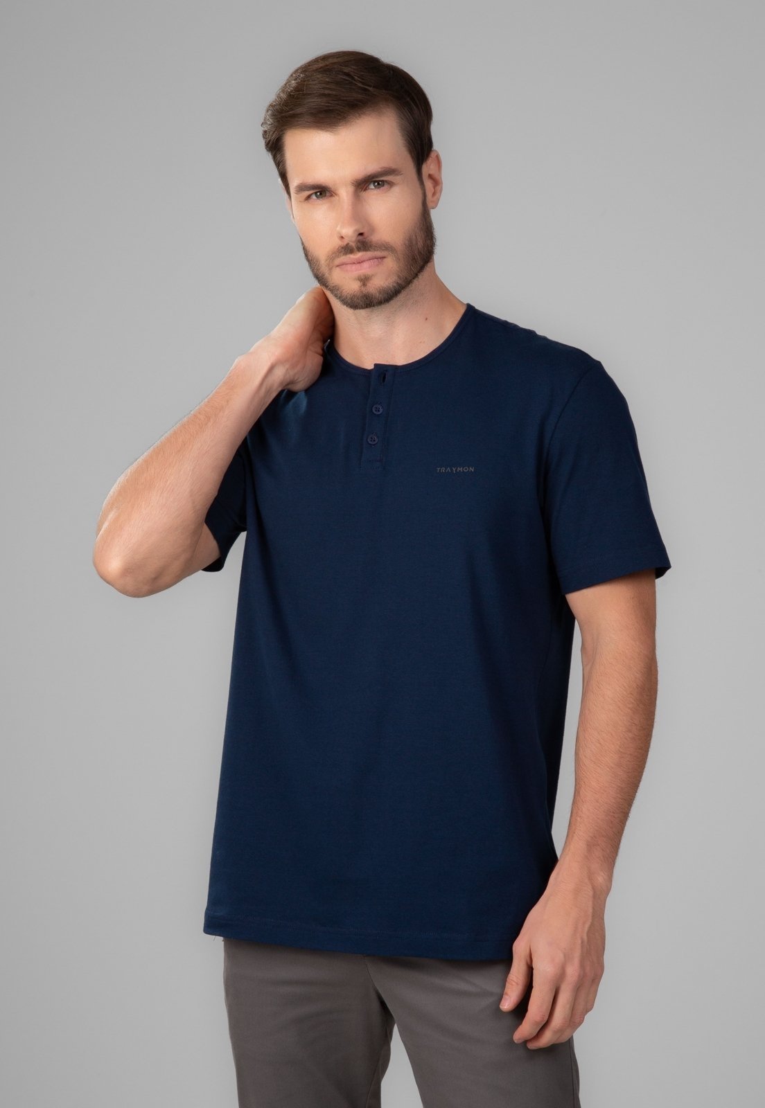 Camiseta Traymon Slim Gola Portuguesa Marinho