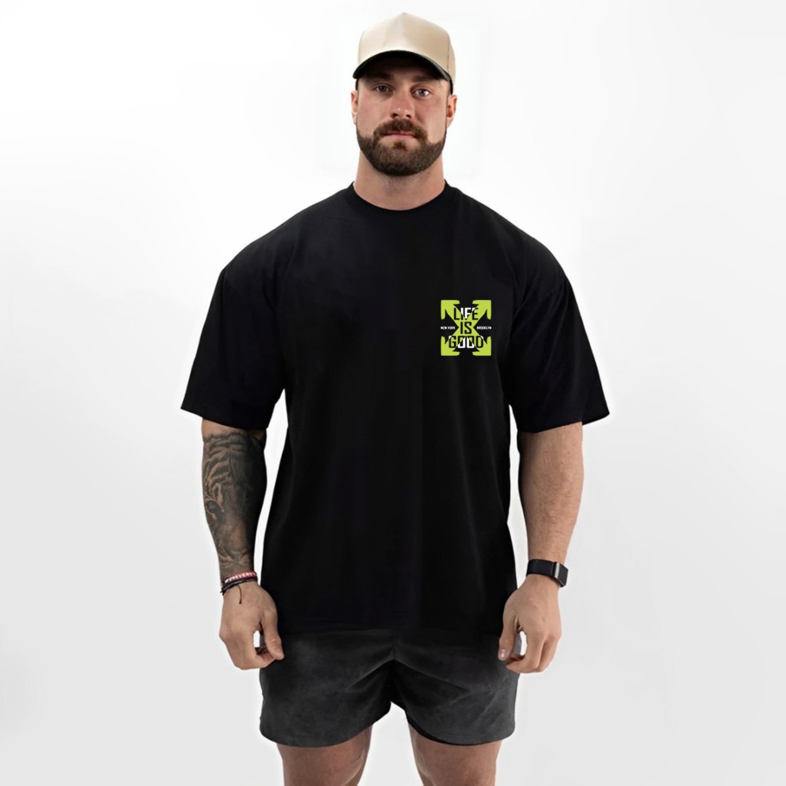 Camiseta Oversized Over Masculina Algodão Academia Preto