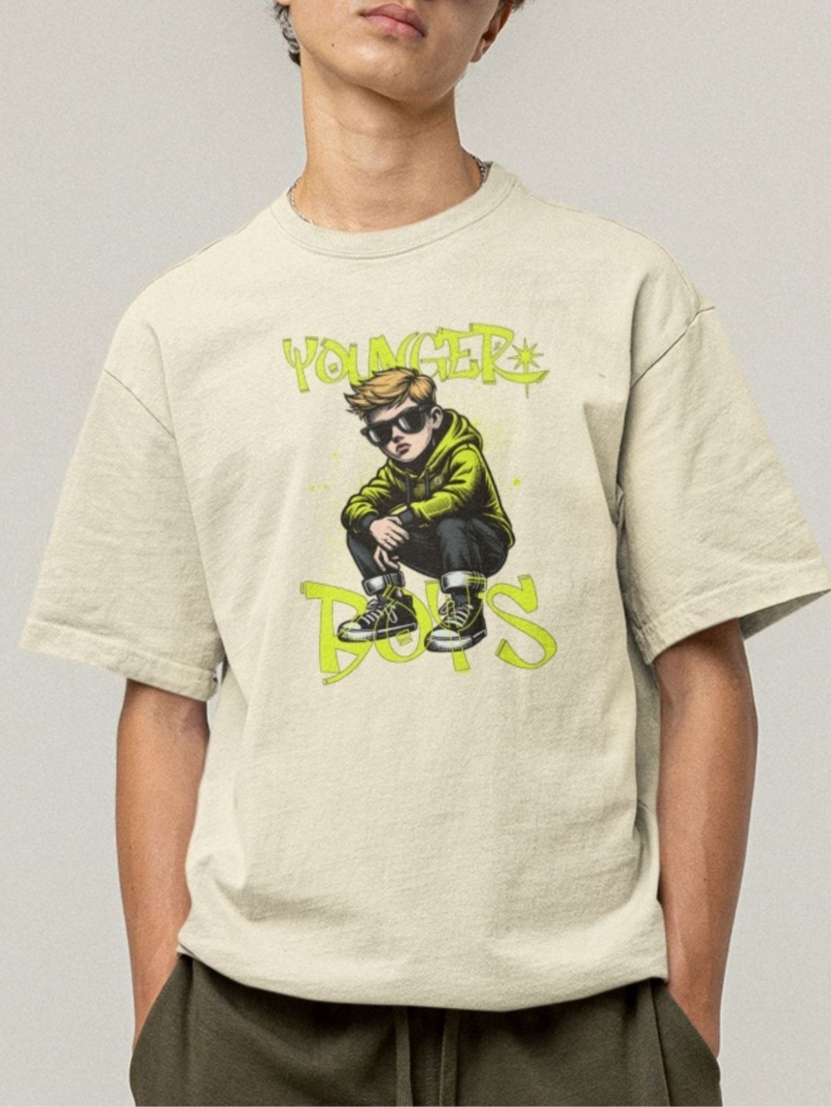 Camiseta Básica Masculina GuGi Younger Boys Menino Óculos De Sol Off White