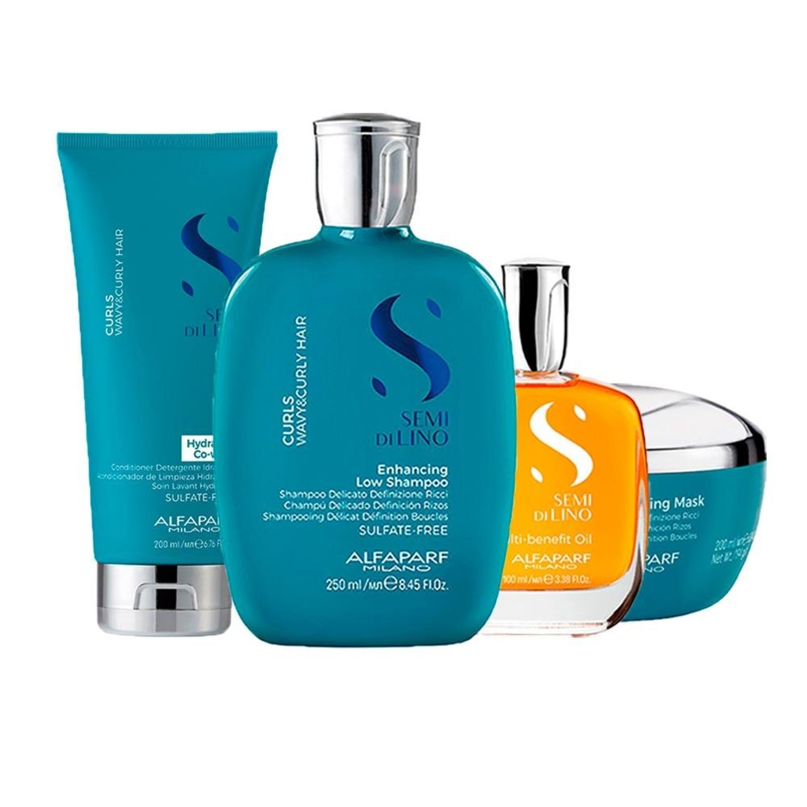 Alfaparf Semi Di Lino Curls Shampoo, Cond, Másc e Óleo