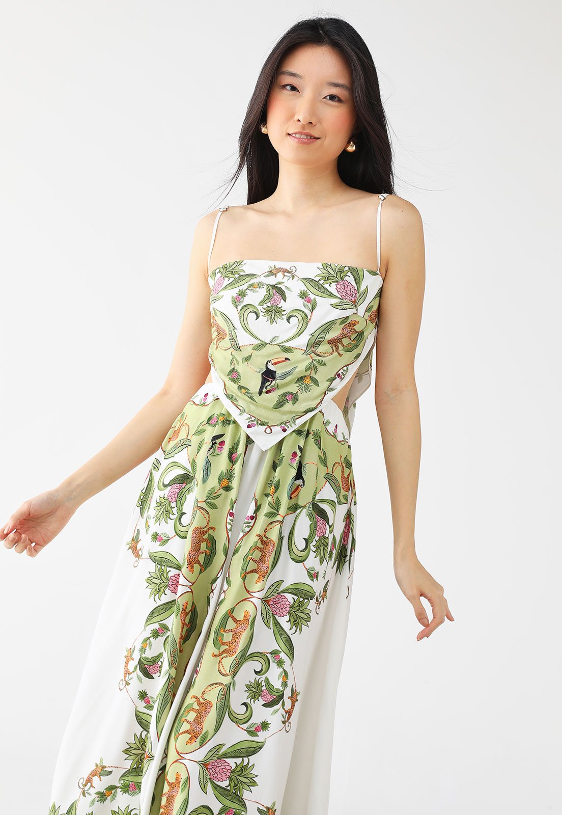 Vestido FARM Longo Lenço Floresta Doce Branco