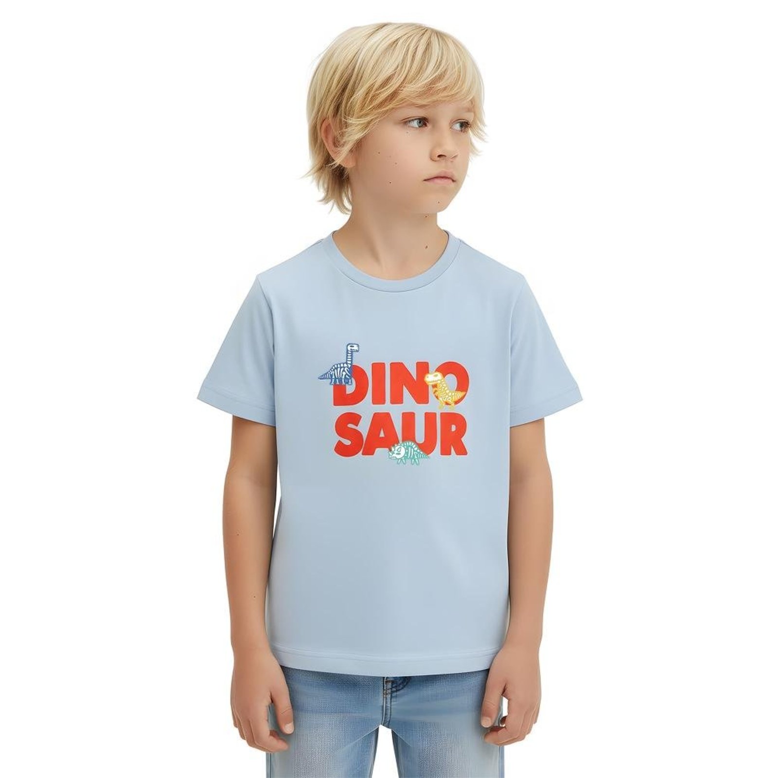 Infantil - Camiseta Menino Diverdinos Alphabeto Glacial Azul