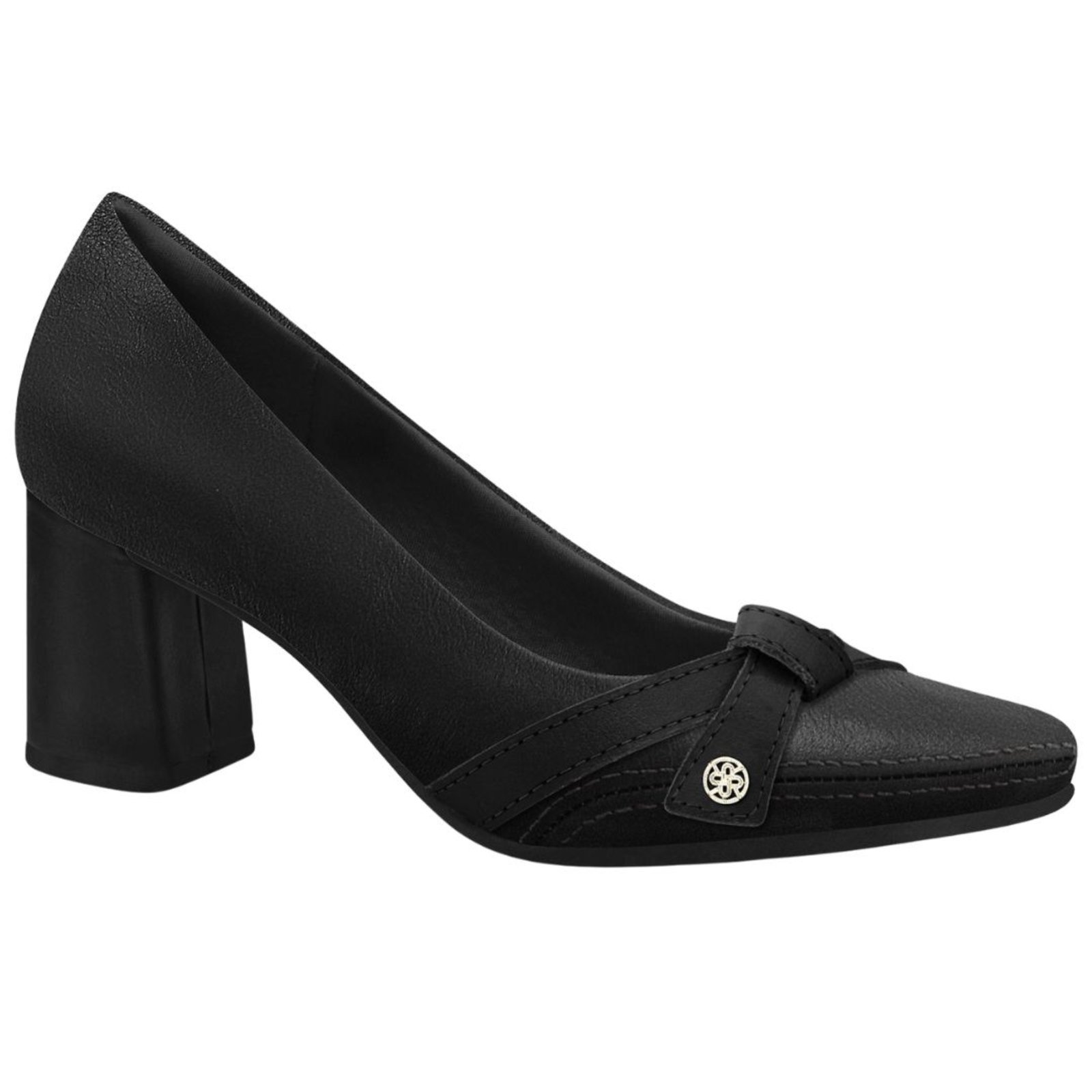 Sapato Feminino Couro Salto Médio Elegante Ramarim 2664103 - Preto