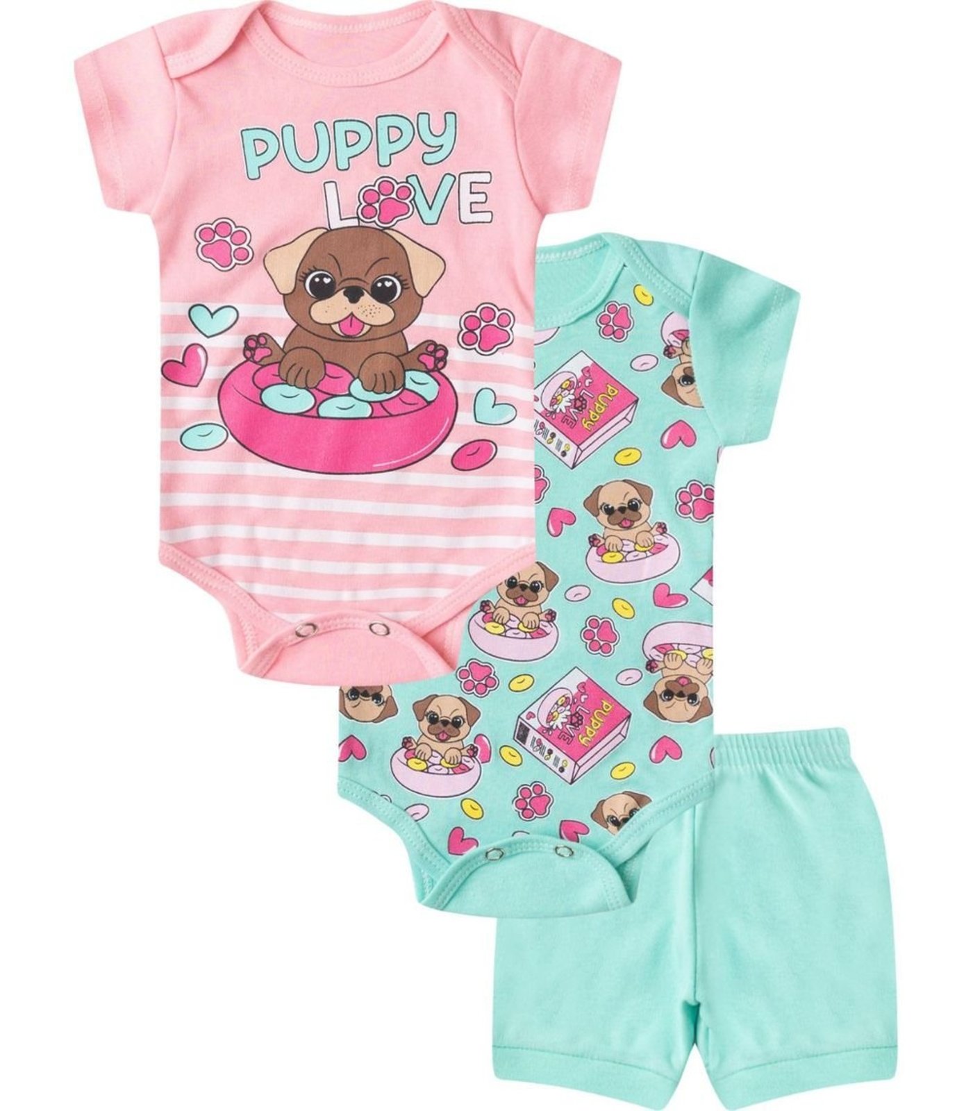 Infantil – Kit Body Curto 3 Peças Select Rosa