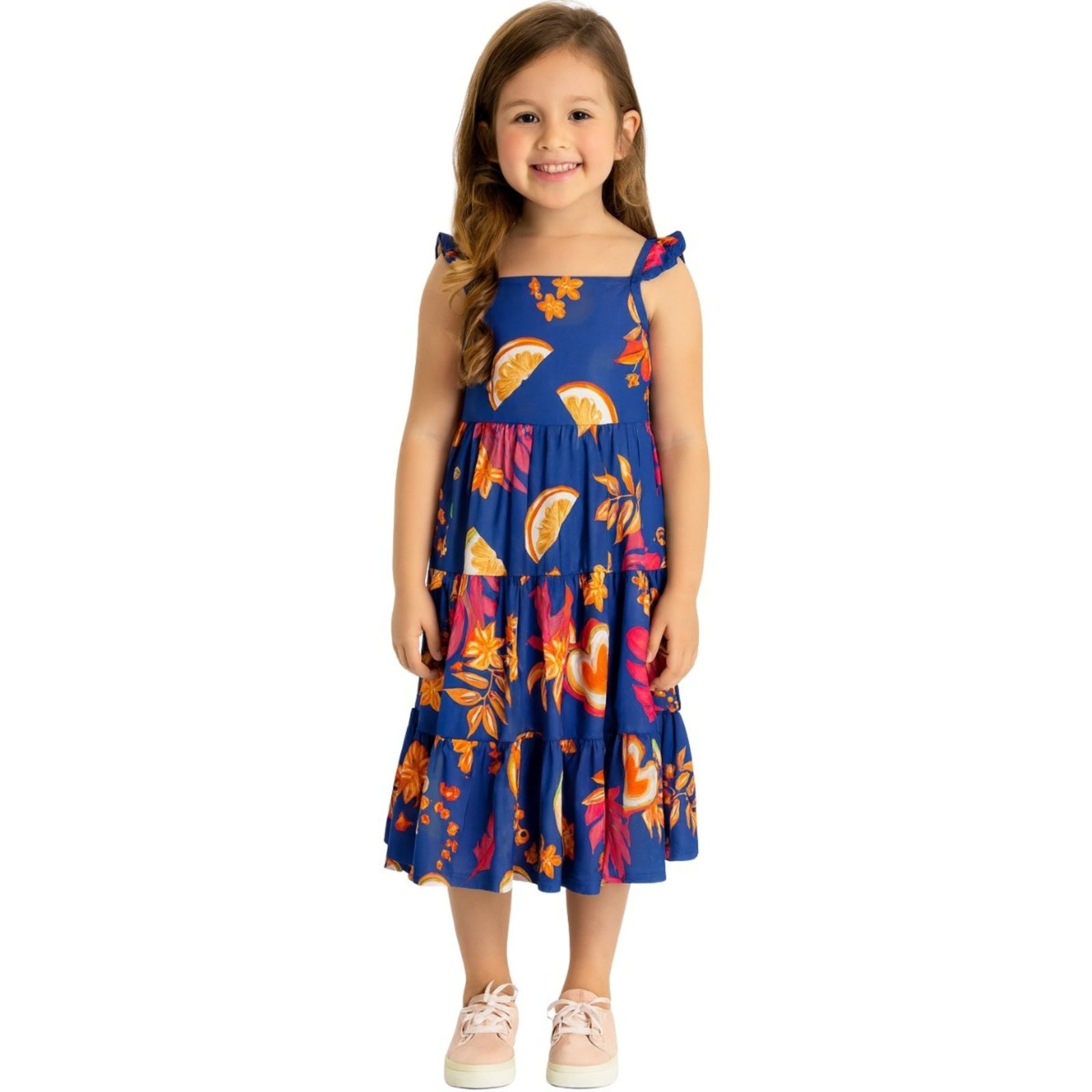Vista 2 Infantil - Vestido e Juvenil Kyly Regata Floral Monaco azul Kyly azul