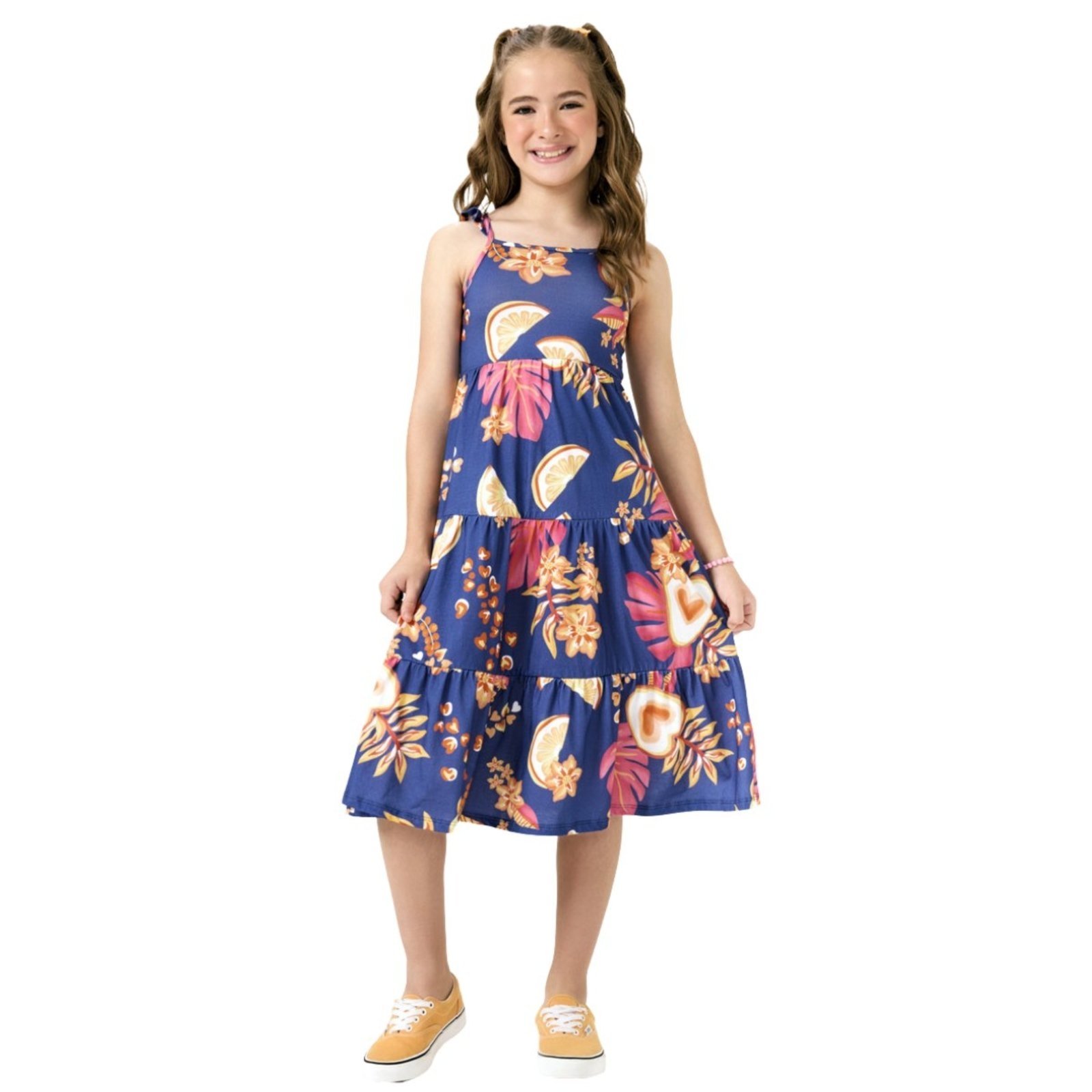 Vista 3 Infantil - Vestido e Juvenil Kyly Regata Floral Monaco azul Kyly azul